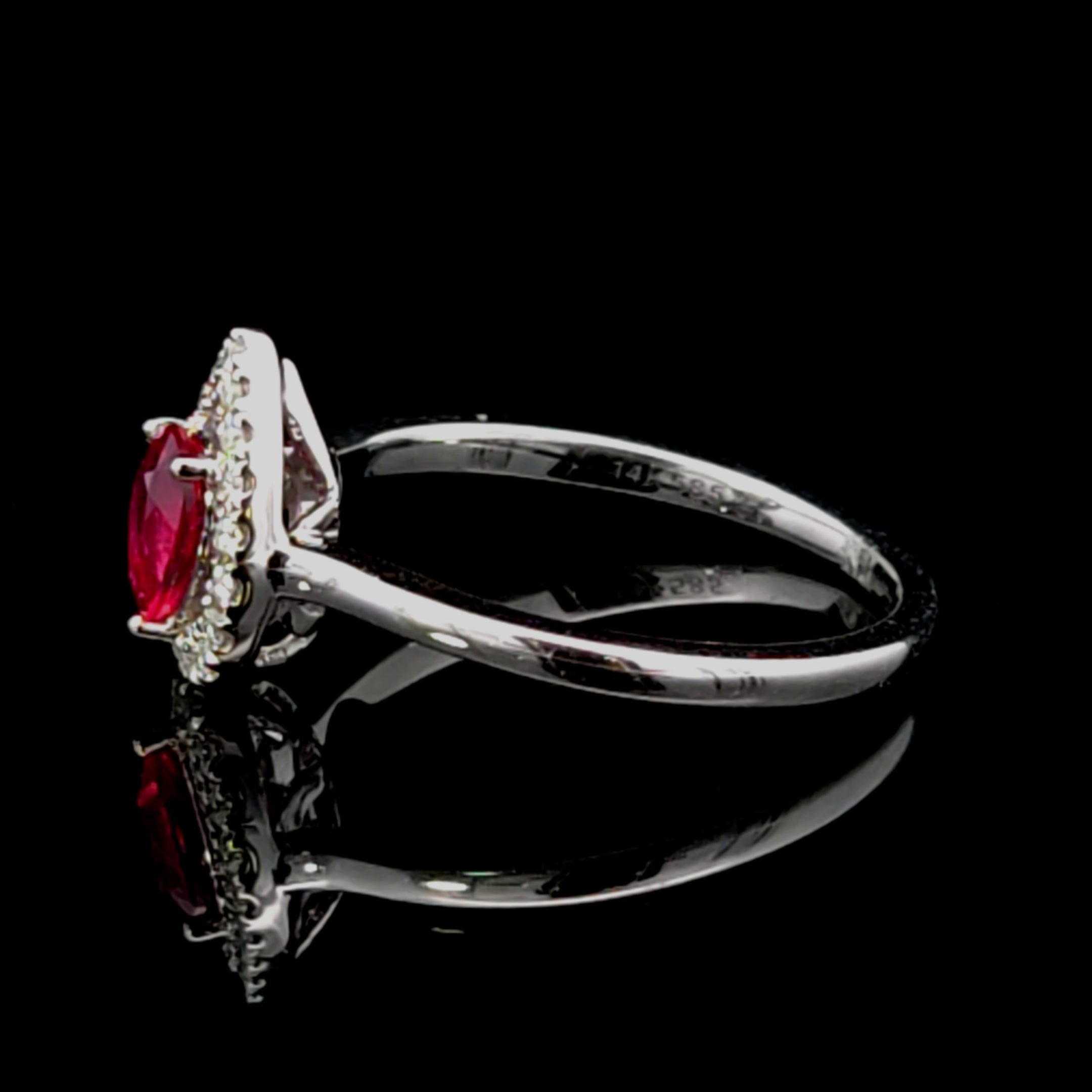 Karina 14K White Gold Ring with Pear Ruby & Diamonds