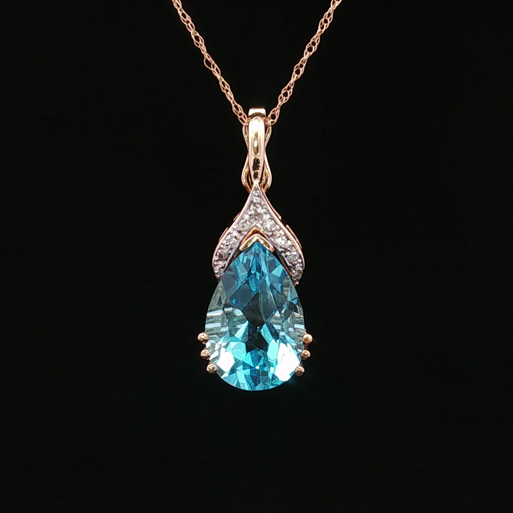 Oakleigh 14K Yellow Gold Drop Necklace with Pear Blue Topaz