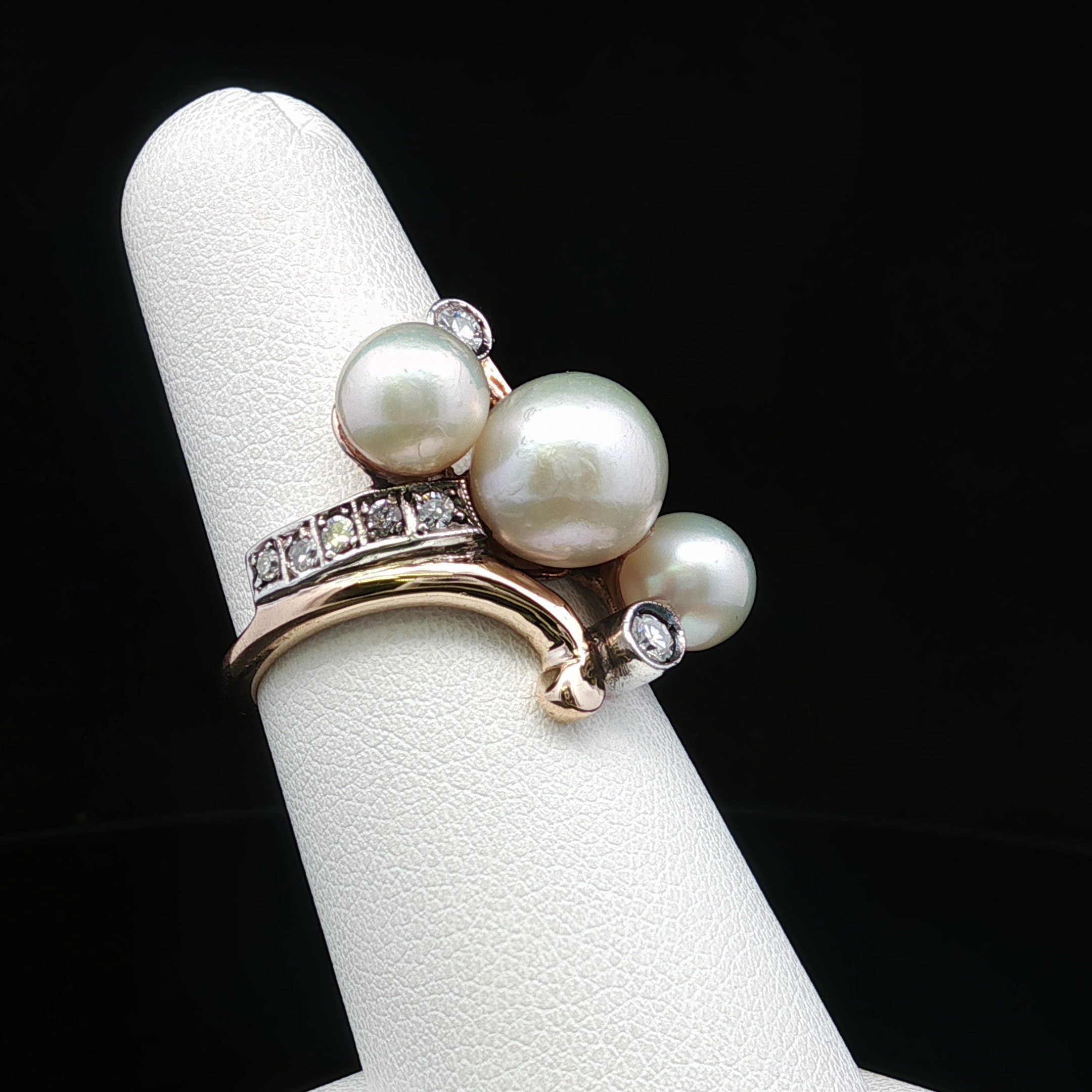 Seraphina Two-Tone Diamond & Pearl Ring