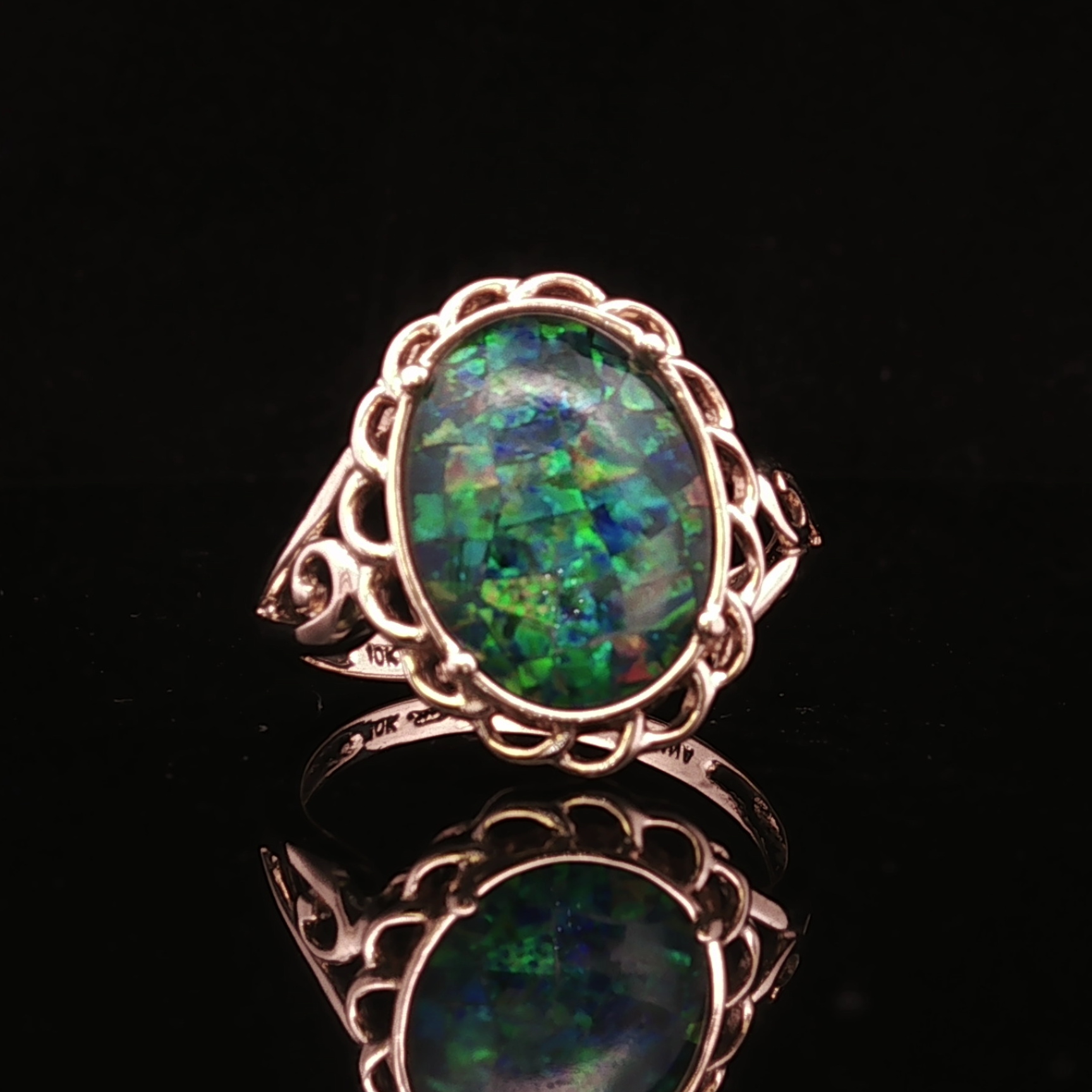 Rosalind 10K Yellow Gold Mosaic Opal Ring