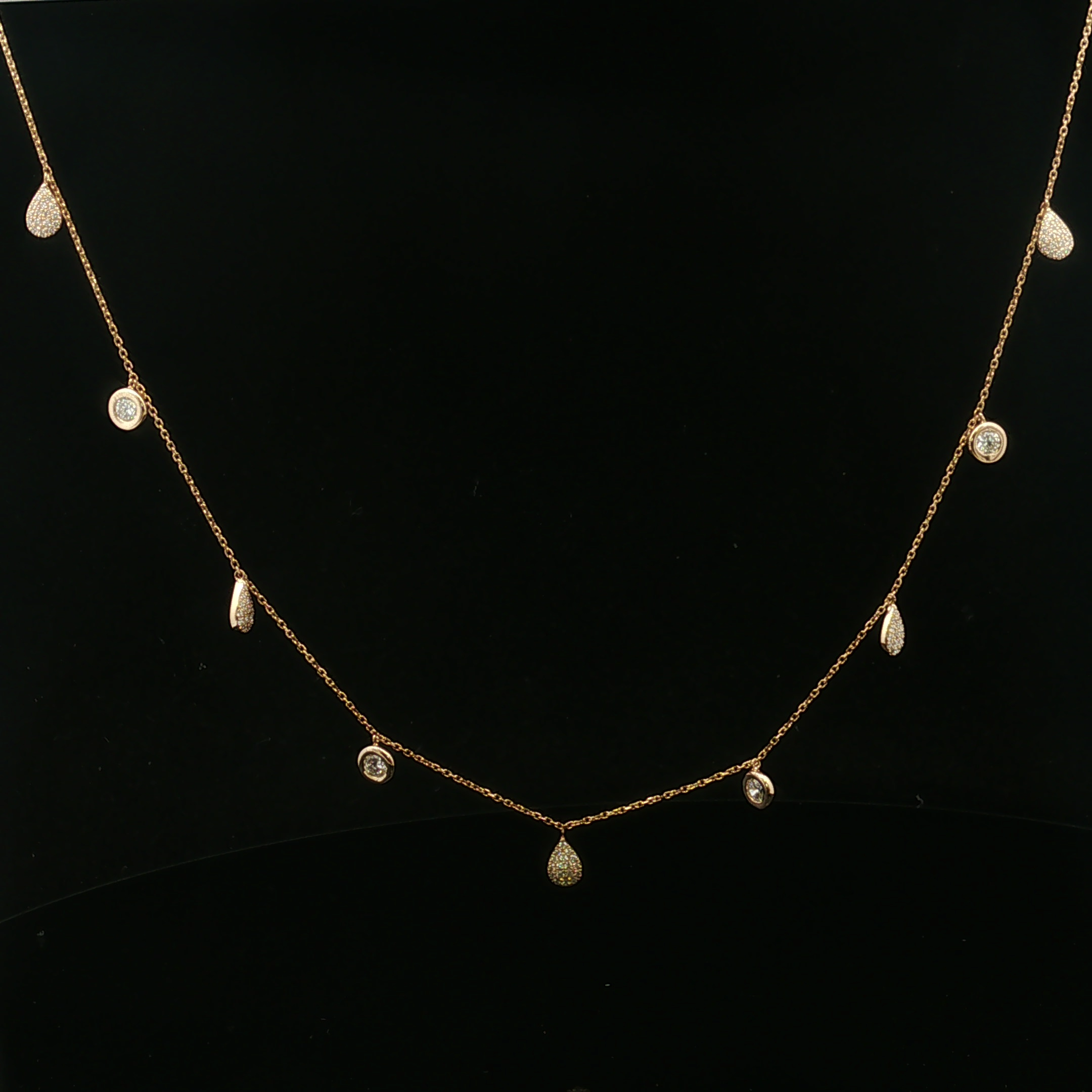 Violet 18KY Adjustable .70 CTW Bezel & Teardrop Diamond Necklace