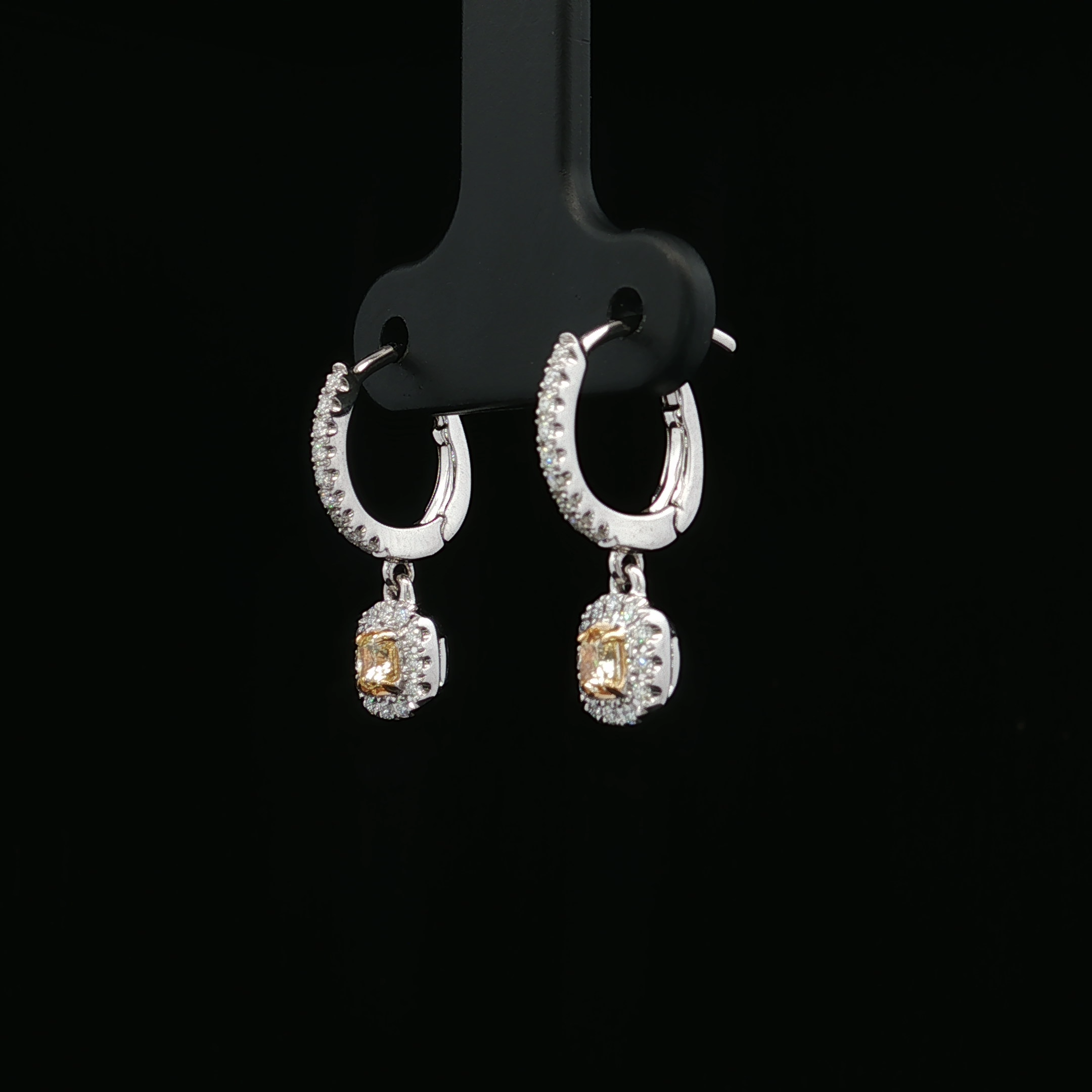 Clementine 18K White Gold White and Yellow Diamond Earrings