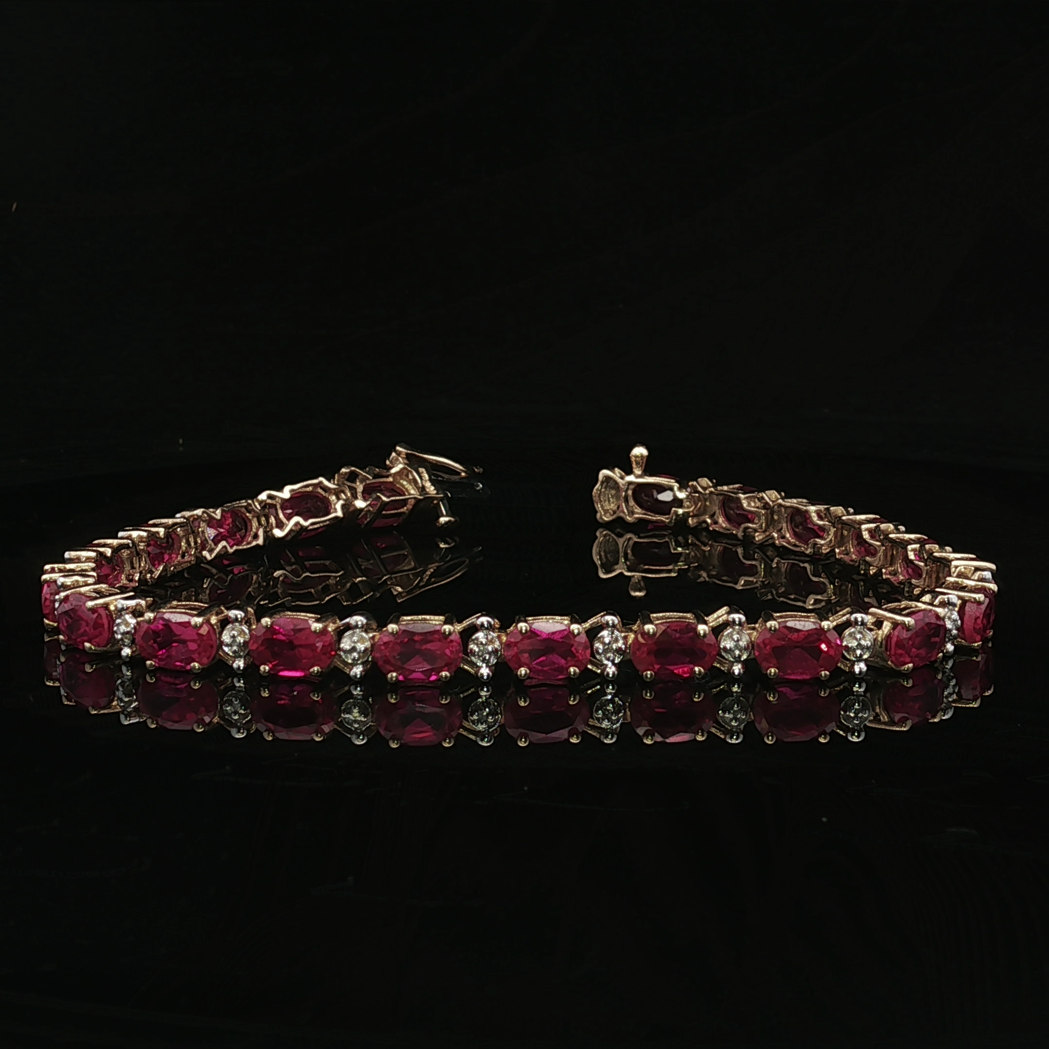 Maudee Ruby and Diamond Link Bracelet 10K Gold