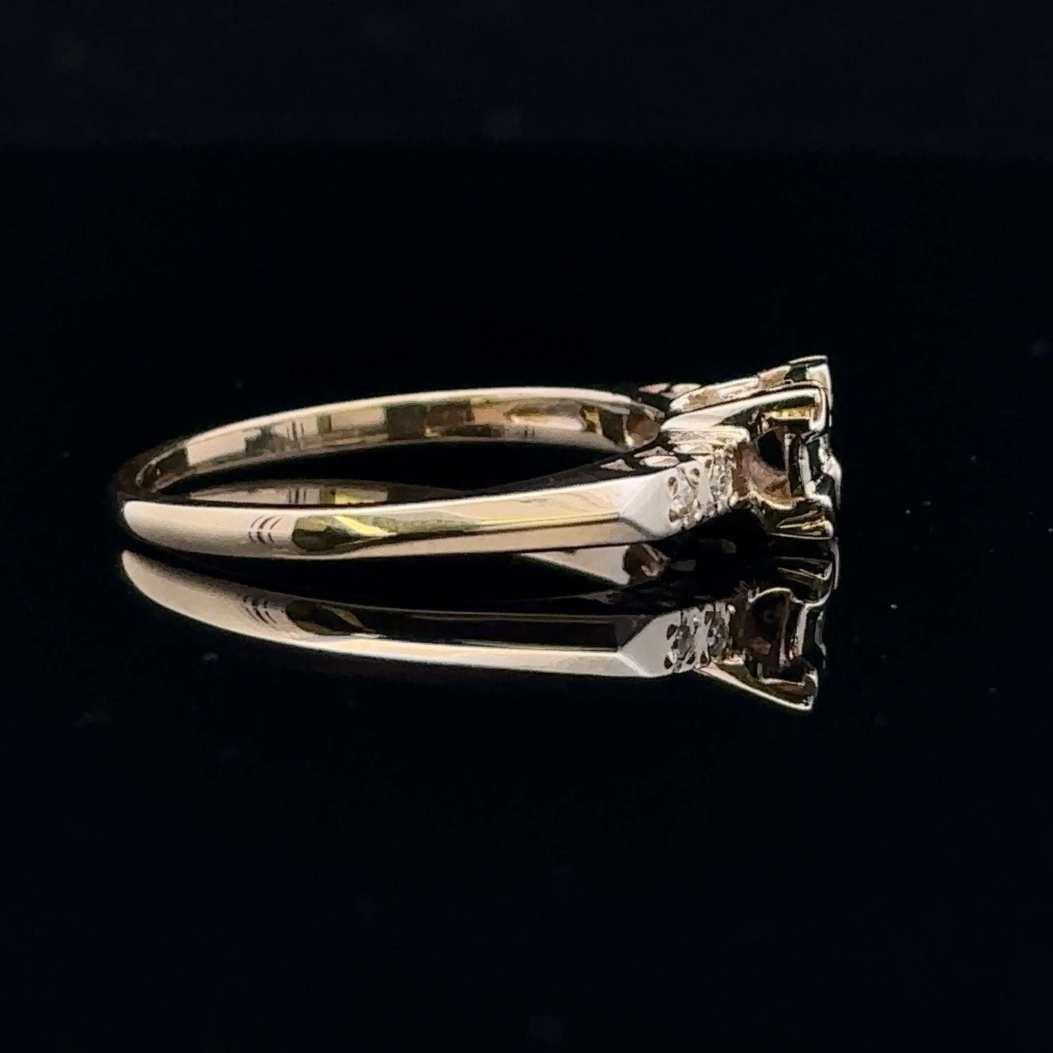 Sorrel Yellow 14 Karat Engagement Ring with Round Diamonds