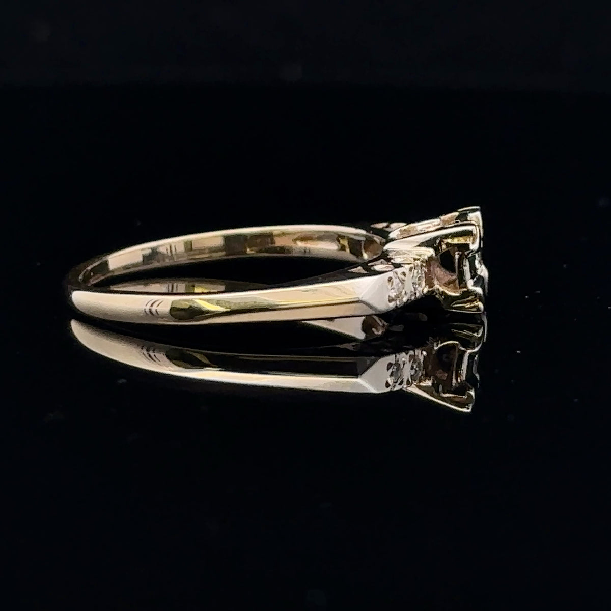 Sorrel Yellow 14 Karat Engagement Ring with Round Diamonds