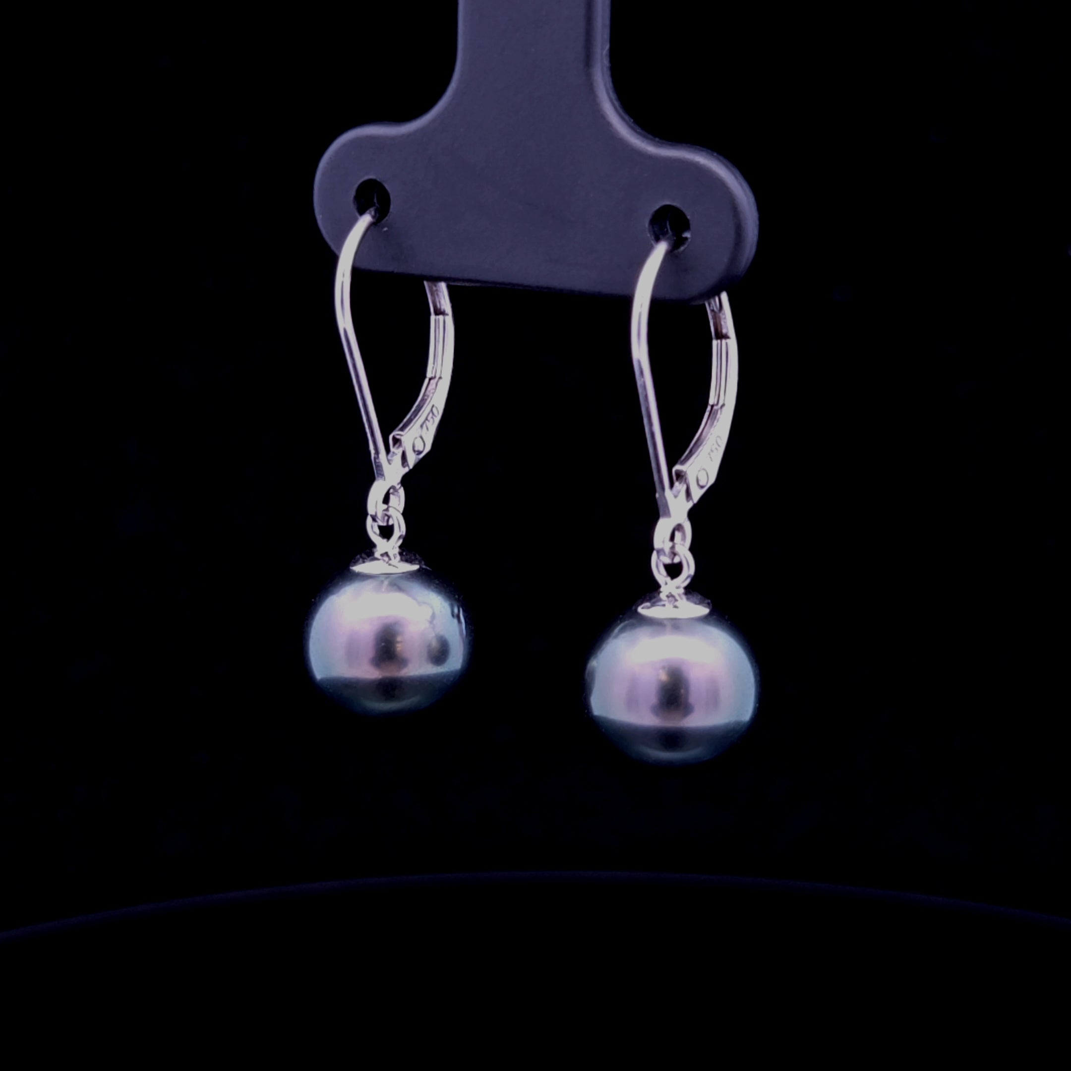 Tahni White 18K Gold Dangle Earrings with 9mm Tahitian Pearls