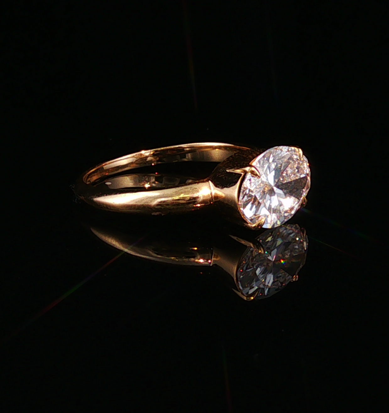 Sybil 14K Yellow Gold 2CT East/West Oval Lab-Grown Diamond Ring