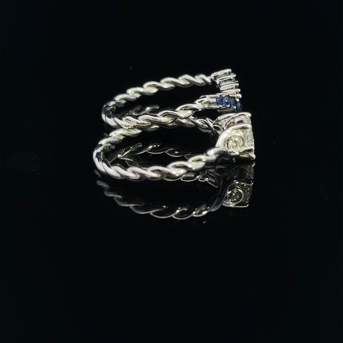 Aquaria 14k White Gold Diamond & Sapphire Wedding Set