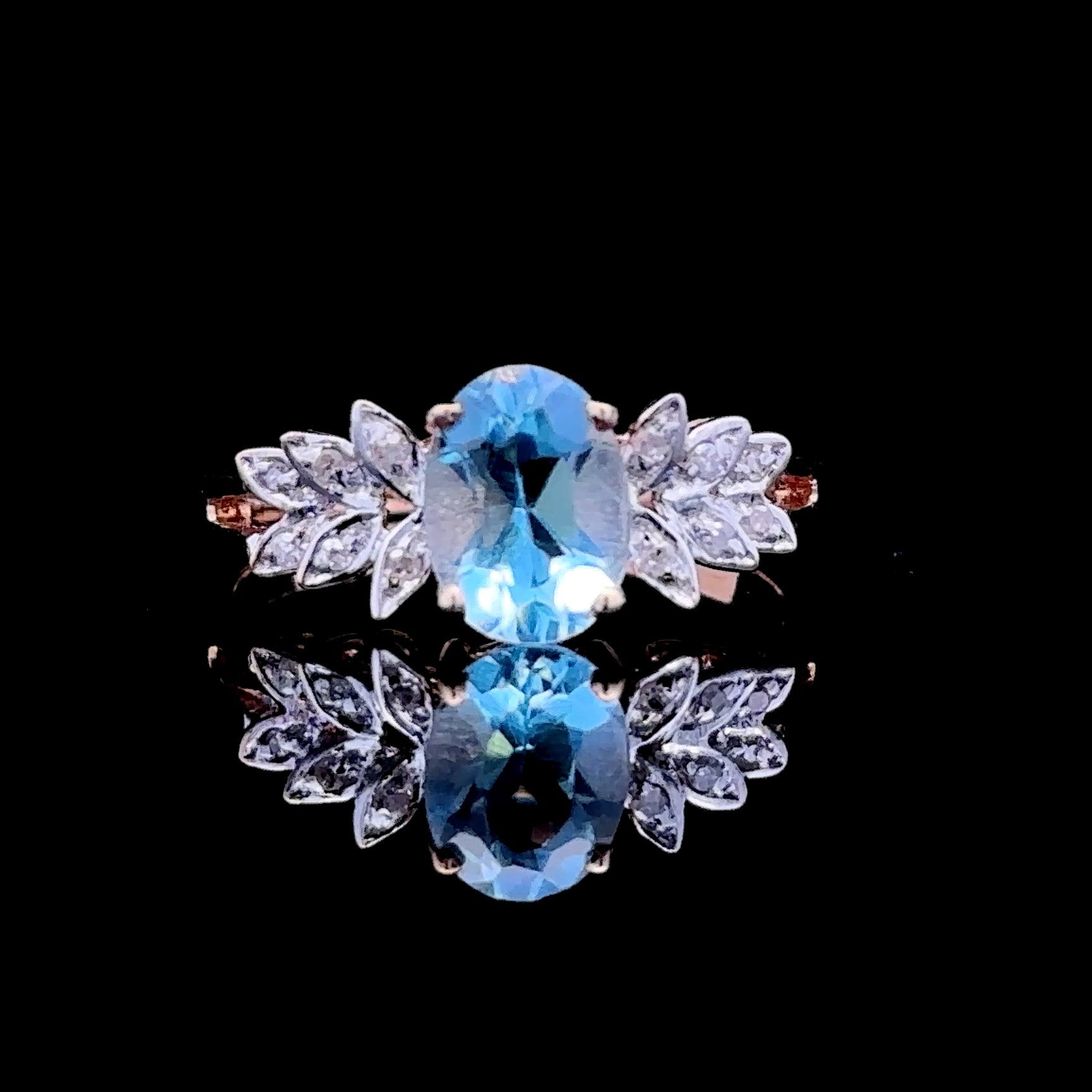 Melanie 14K Yellow Gold Blue Topaz Fashion Ring, Size 7.5