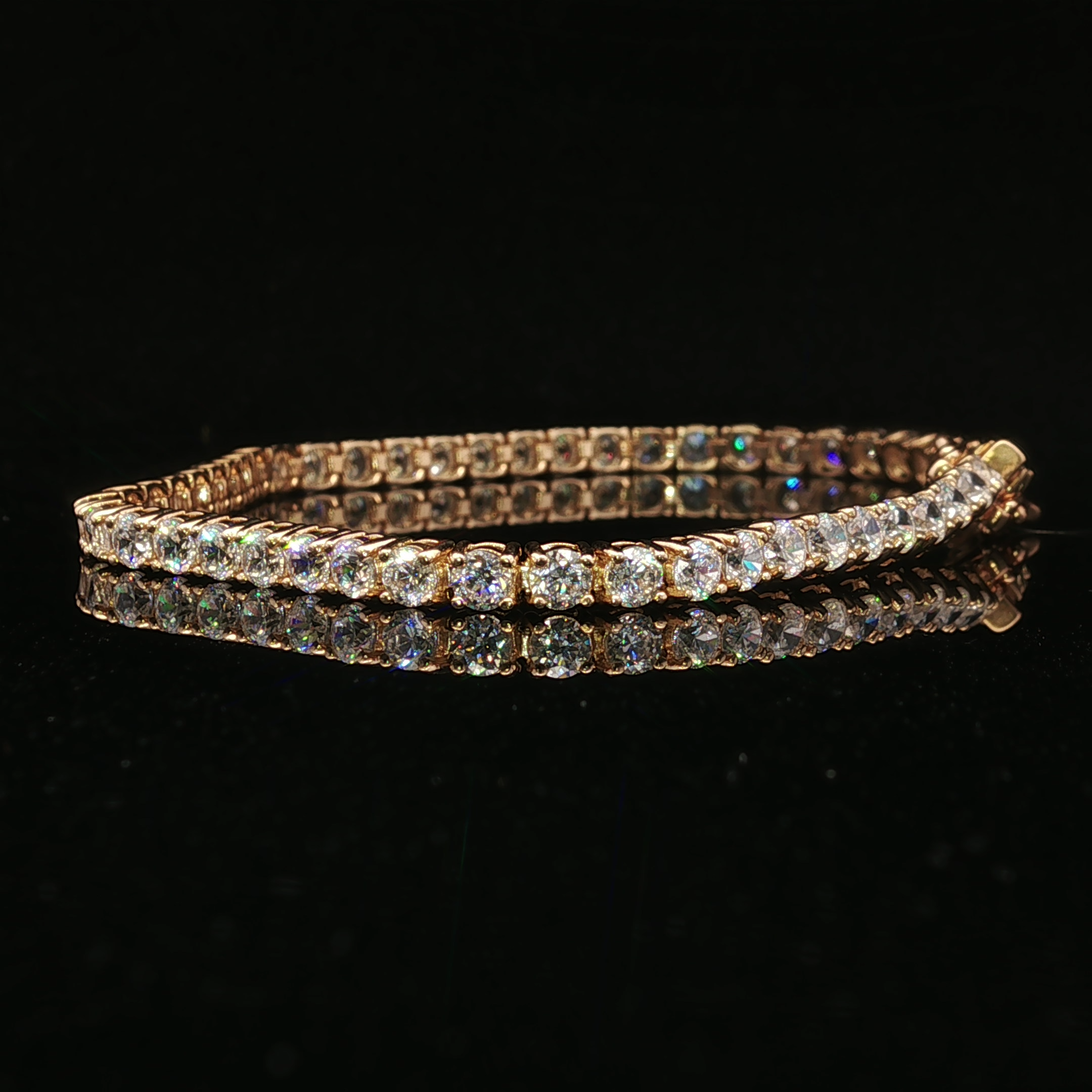 14K Yellow Gold Cubic Zirconia Tennis Bracelet