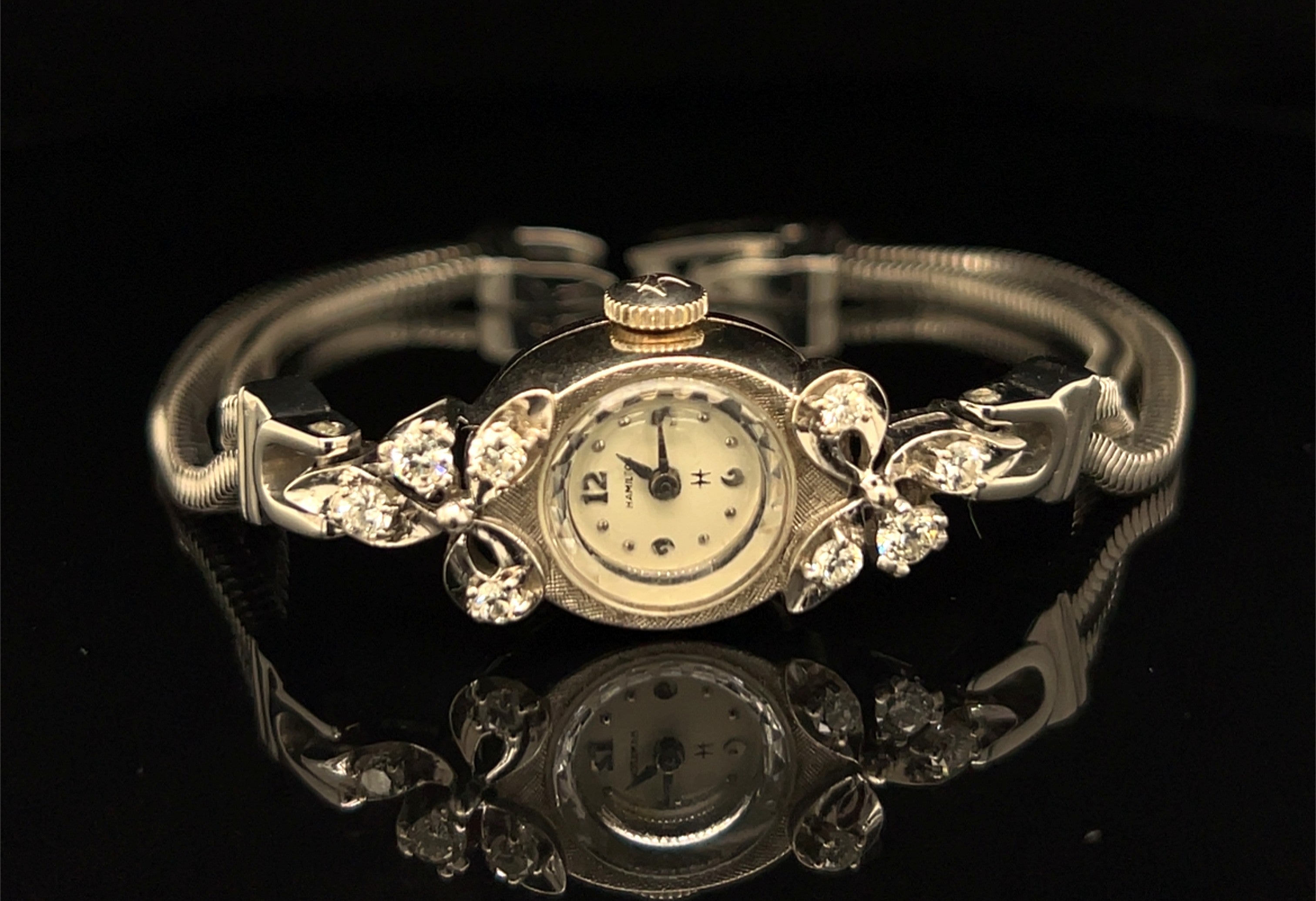 Ladies Hamilton 14K White Gold Manual Watch with .40 CTW Diamonds & Stainless Bracelet