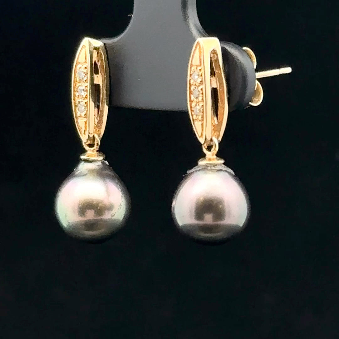 Angie 14K Yellow Gold Drop Earrings with Tahitian Pearls