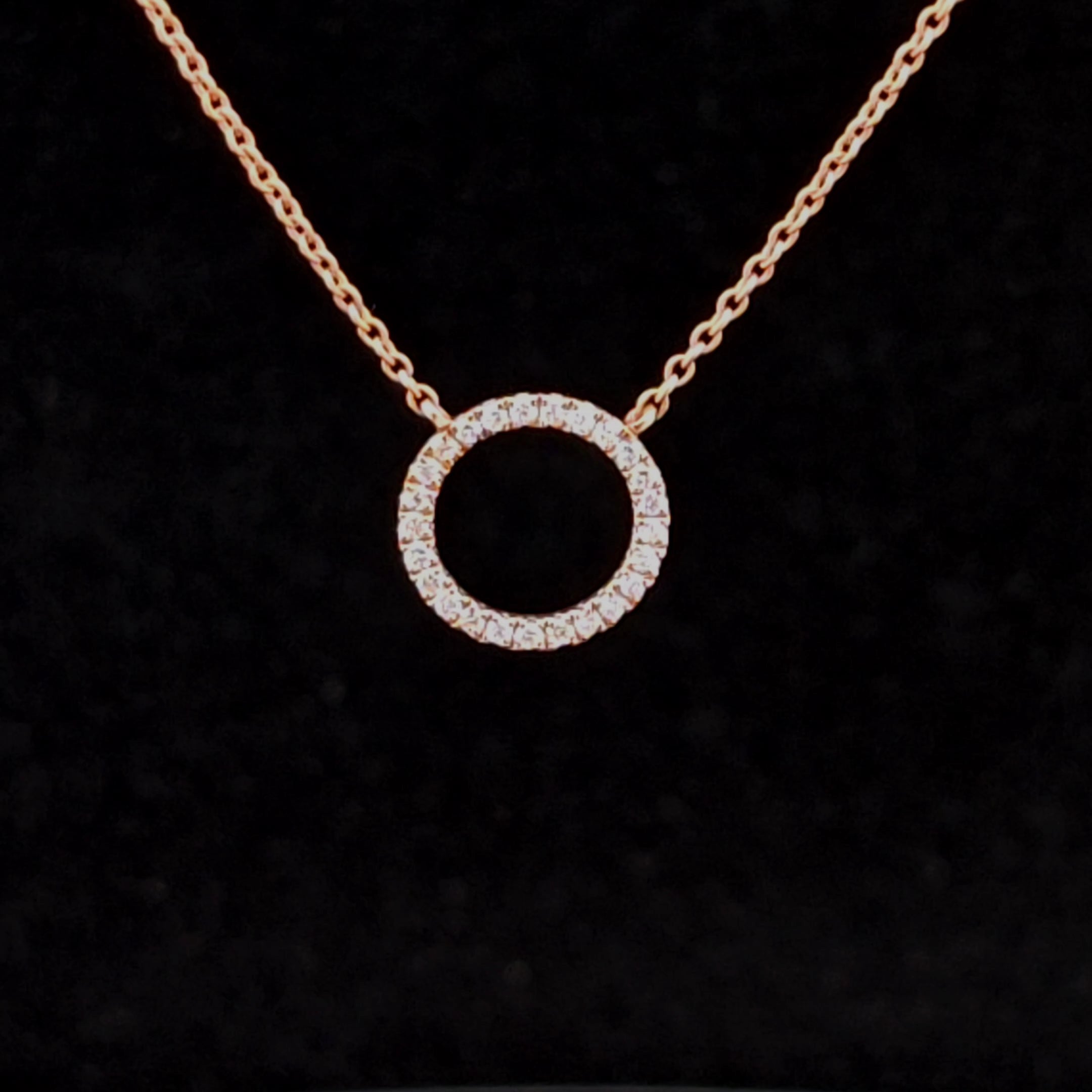Mellie 18K Rose Gold Open Circle Diamond Pendant