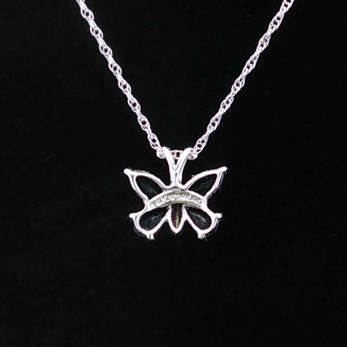 White 14K Gold Sapphire Butterfly Necklace