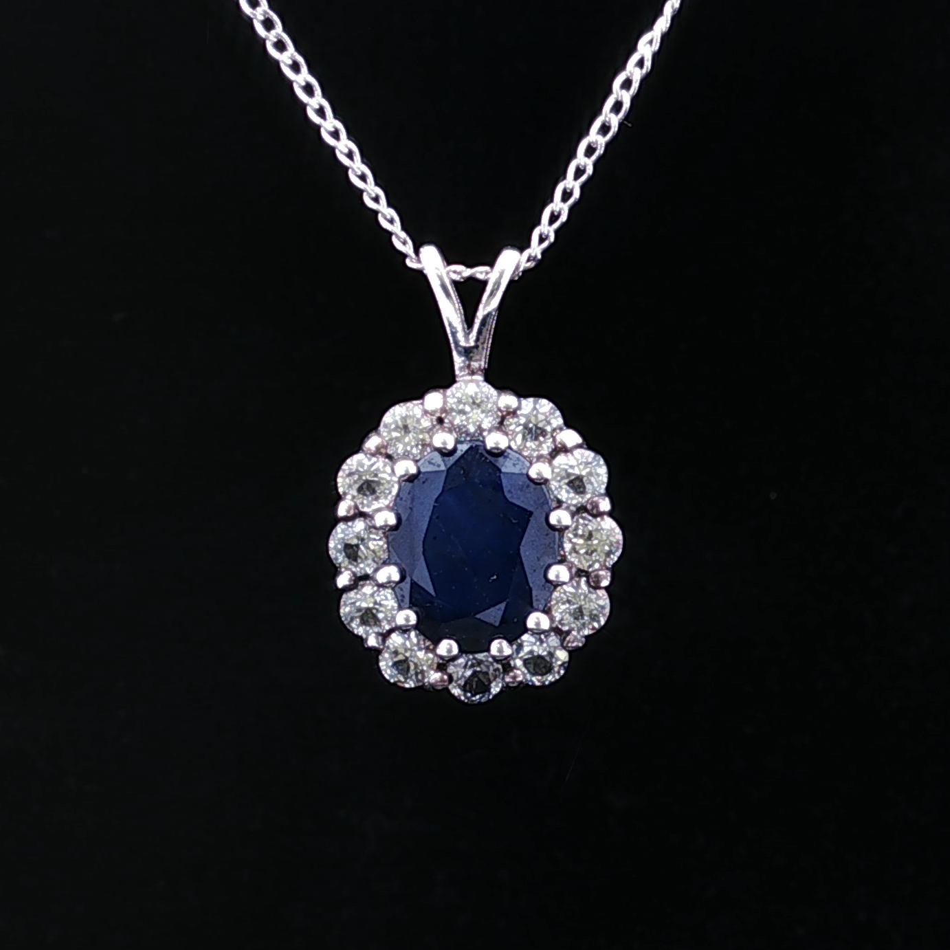 Francesa Silver Lapis Halo Necklace