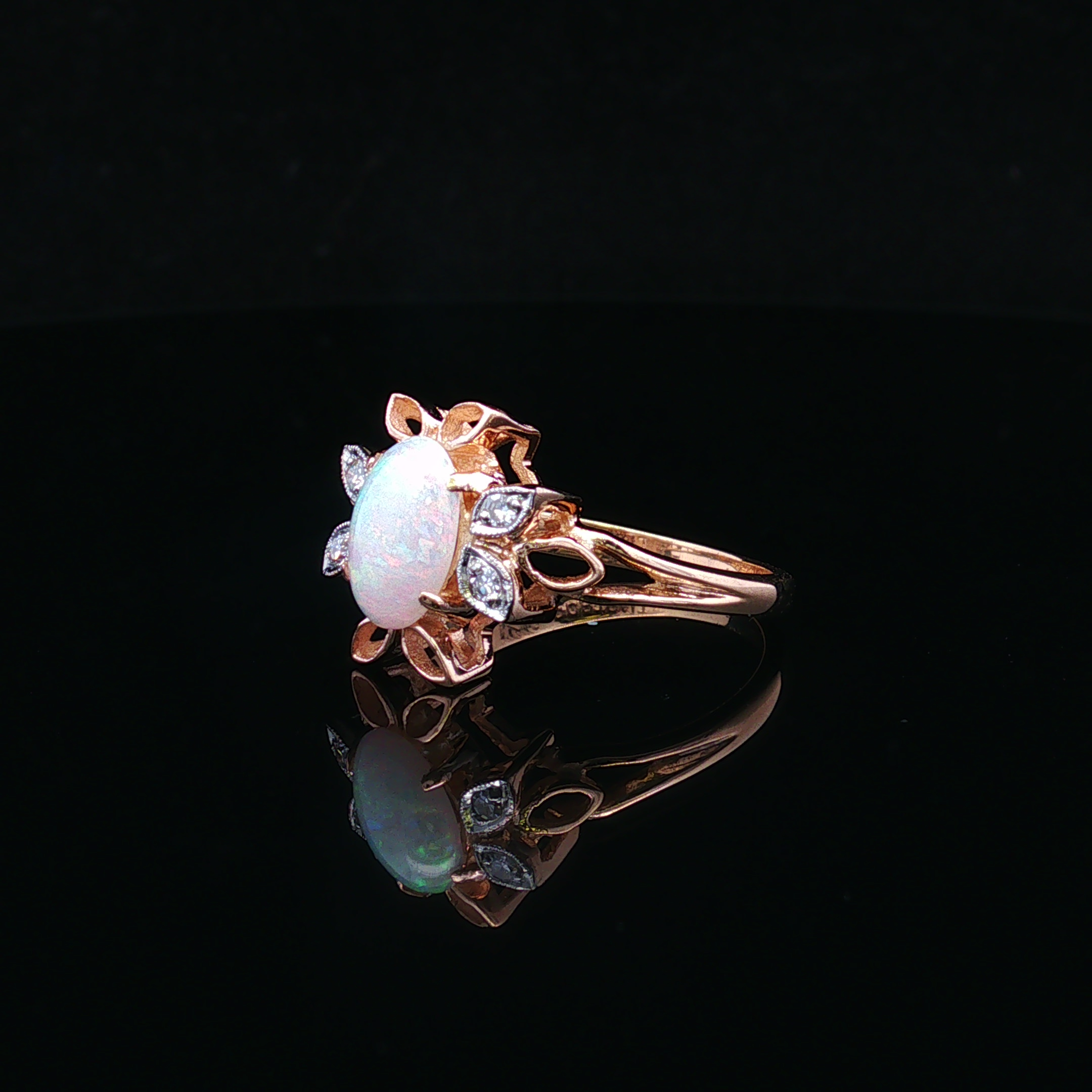 Milarose 14K Two-Tone Opal & Diamond Ring