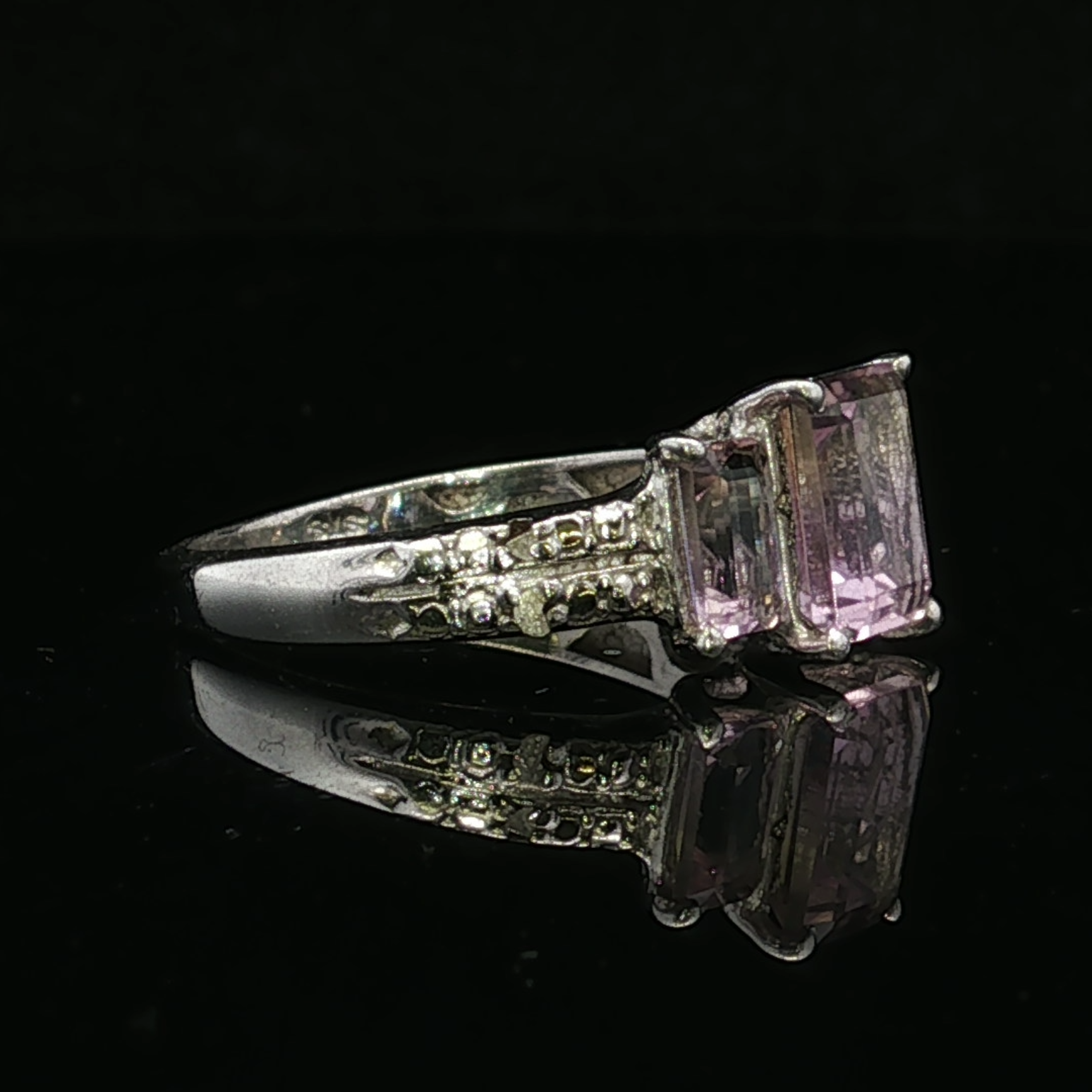 Agnese Emerald Cut Ametrine 3-Stone Silver Ring
