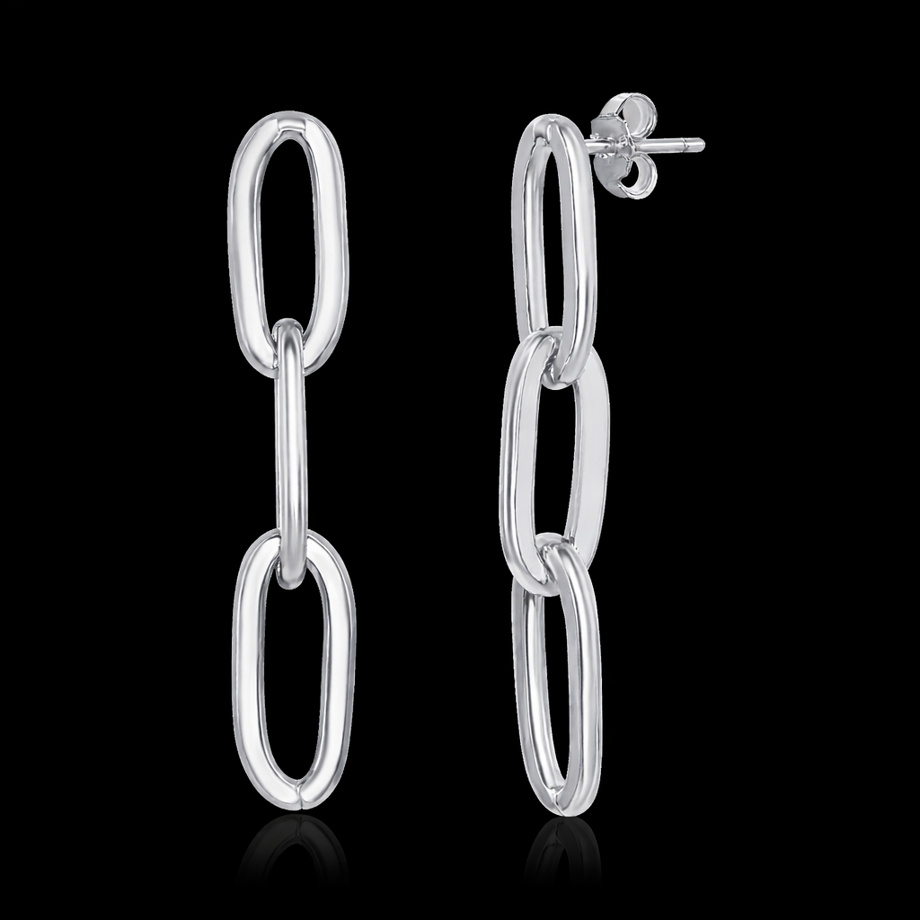 Sterling Silver Paperclip Link Earrings