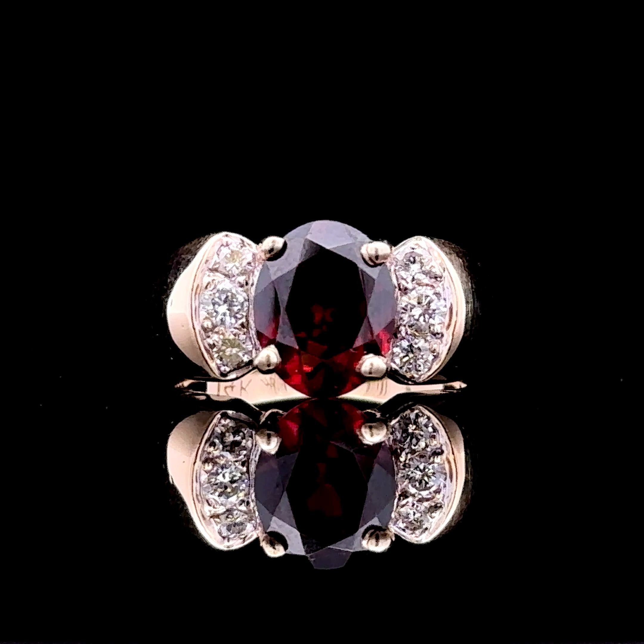 Stella 14K Yellow Gold Oval Garnet Ring with Diamond Accents