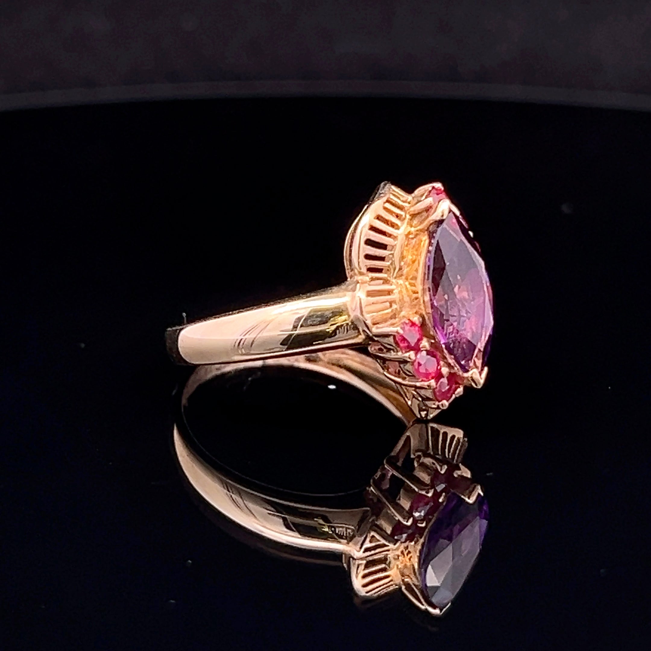 Alma 14KY 1.59CT Marquise Amethyst & .60CTW Ruby Ring