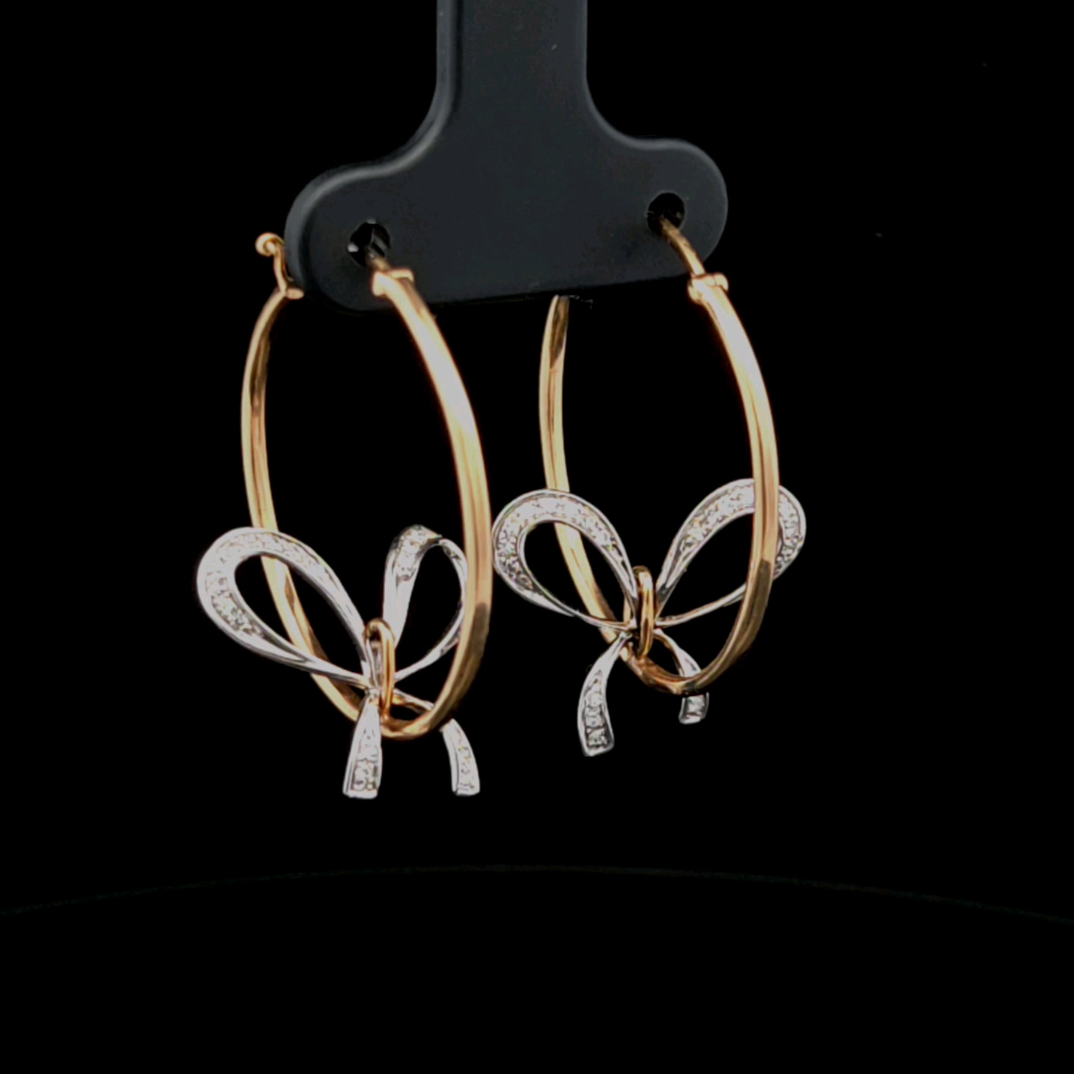 Annie 14K Yellow Gold Medium Hoop Earrings with Diamond Bow