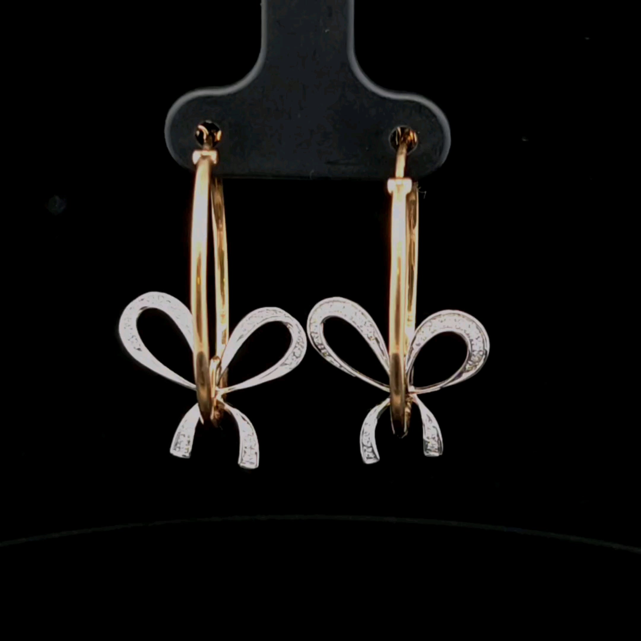 Annie 14K Yellow Gold Medium Hoop Earrings with Diamond Bow