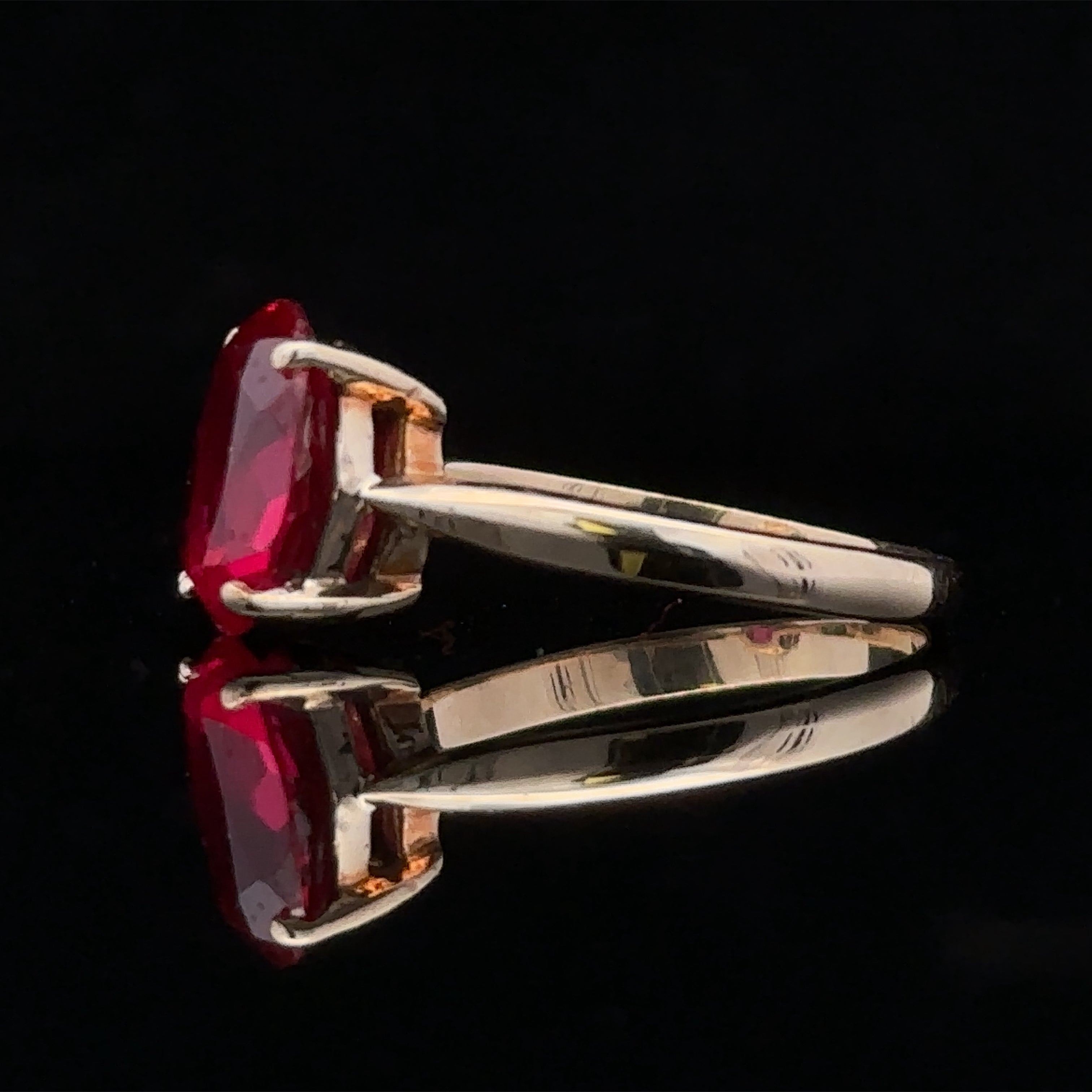 Aggie Ring in 14K Yellow Gold with Synthetic Oval Ruby