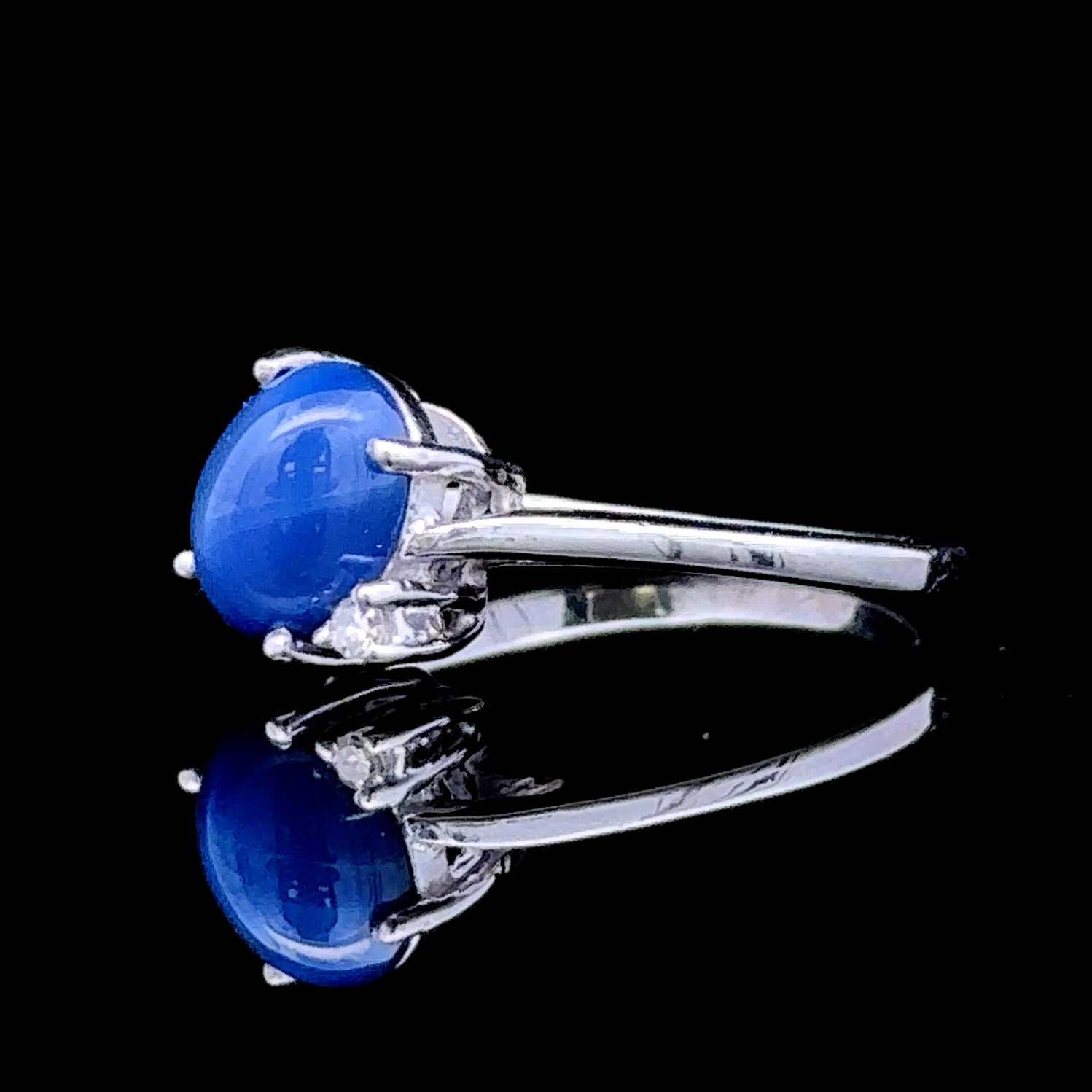 Yaretzi 10K White Gold Contemporary Ring with Lindy Star Sapphire & Diamond Accent