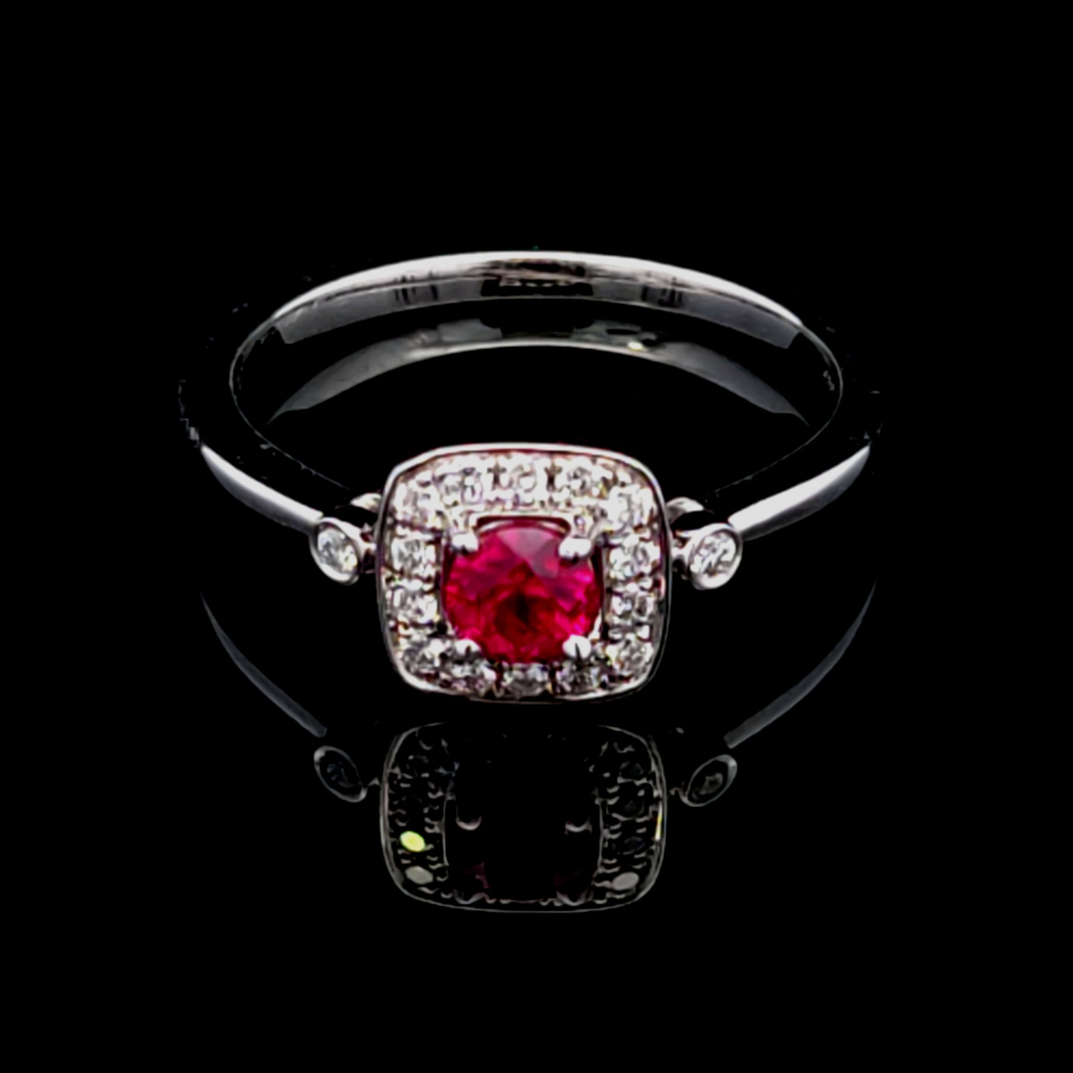 Willow 14K White Gold Ring with Ruby & Diamond Accents