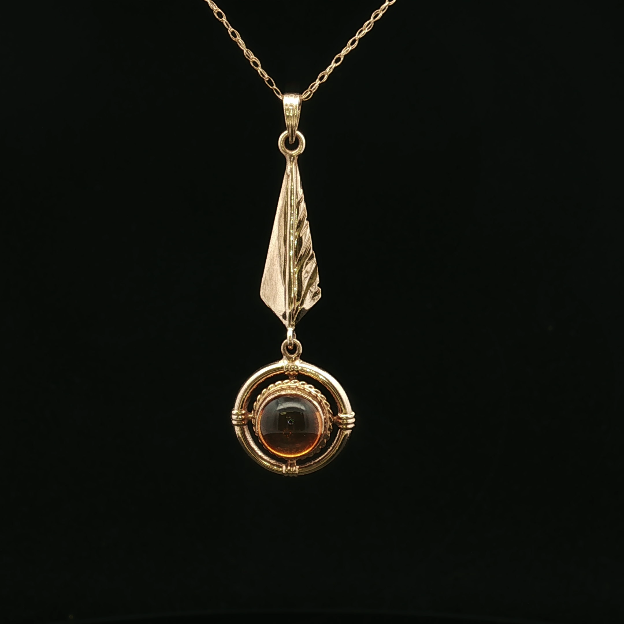 Whitney 10K Yellow Gold Round Amber Drop Necklace