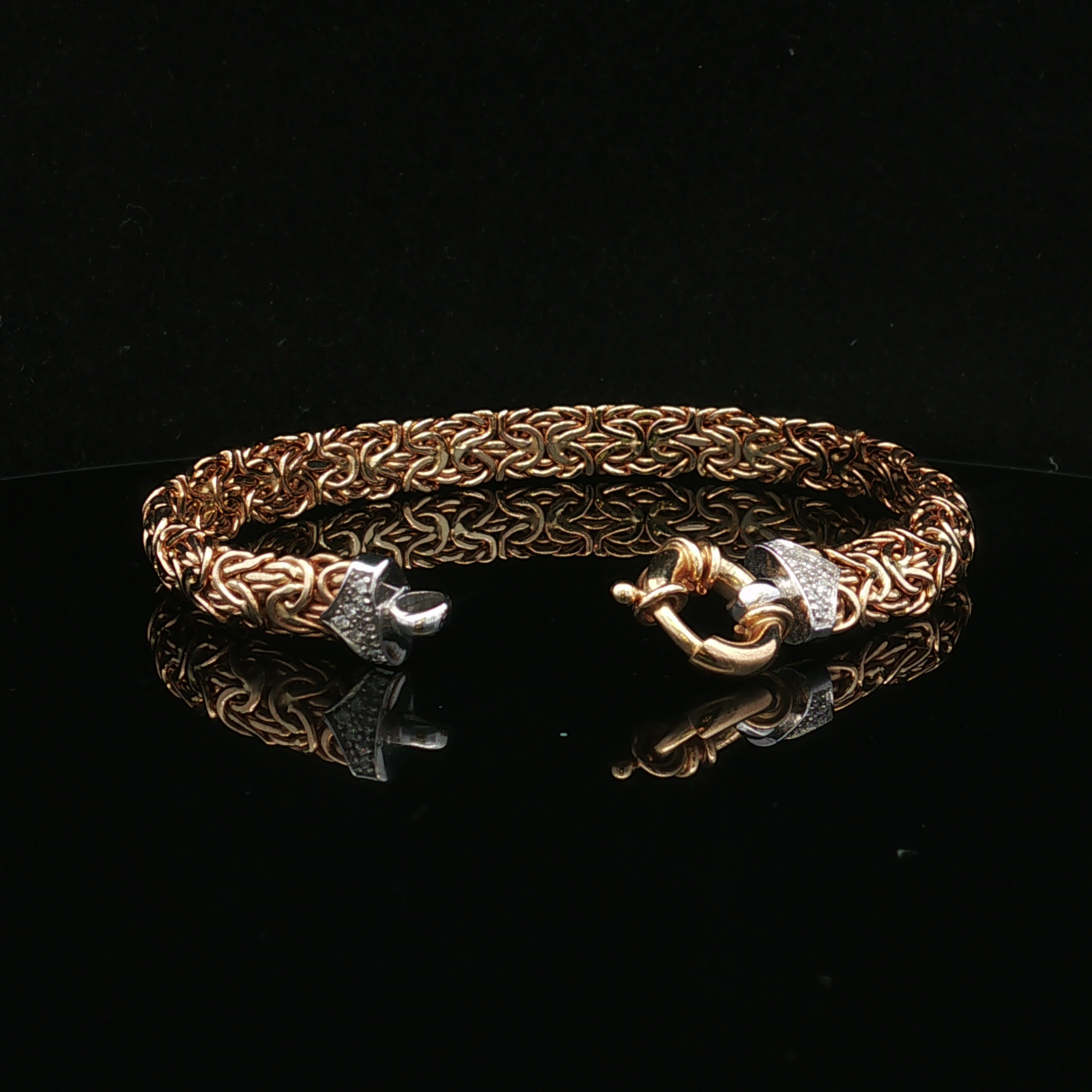 Freyalyn 14K Two Tone Byzantine Link Diamond Bracelet