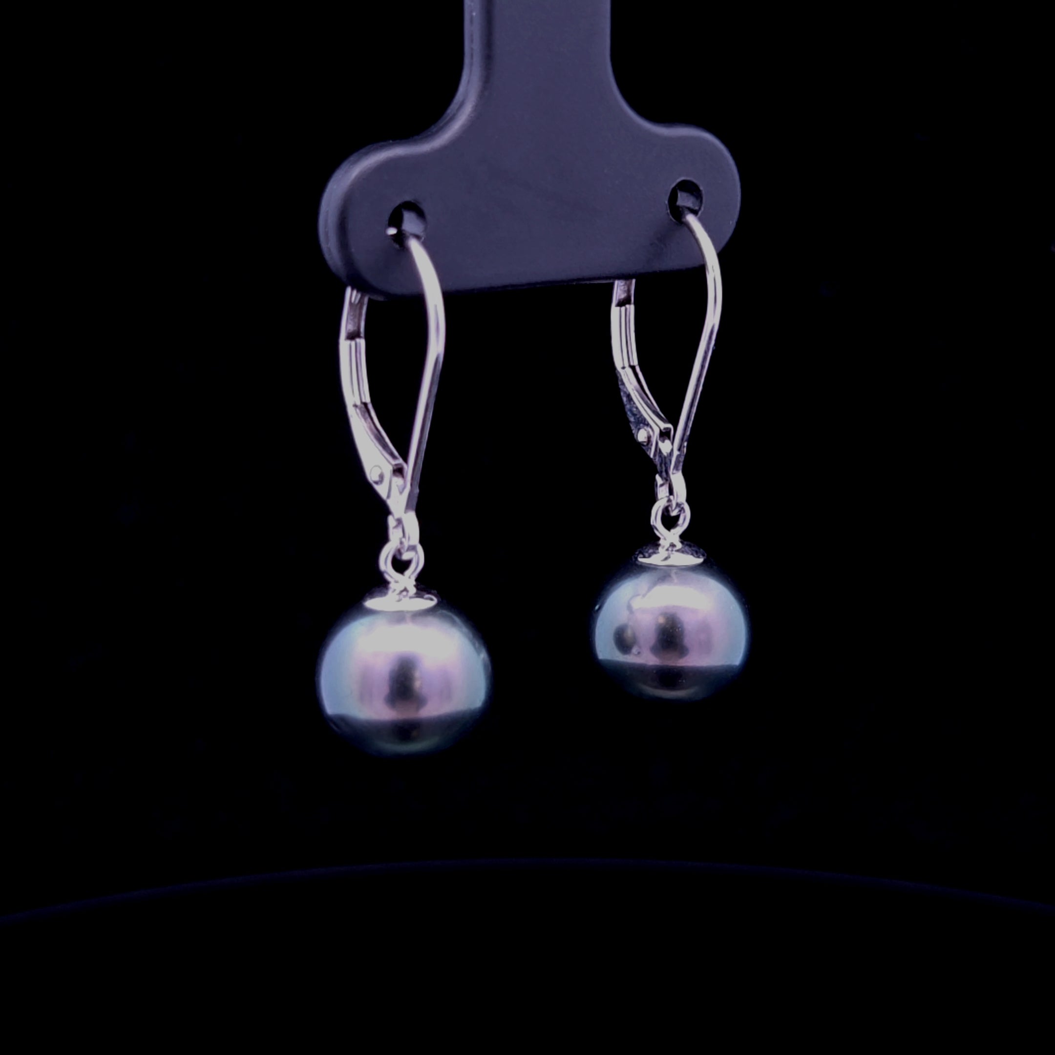 Tahni White 18K Gold Dangle Earrings with 9mm Tahitian Pearls