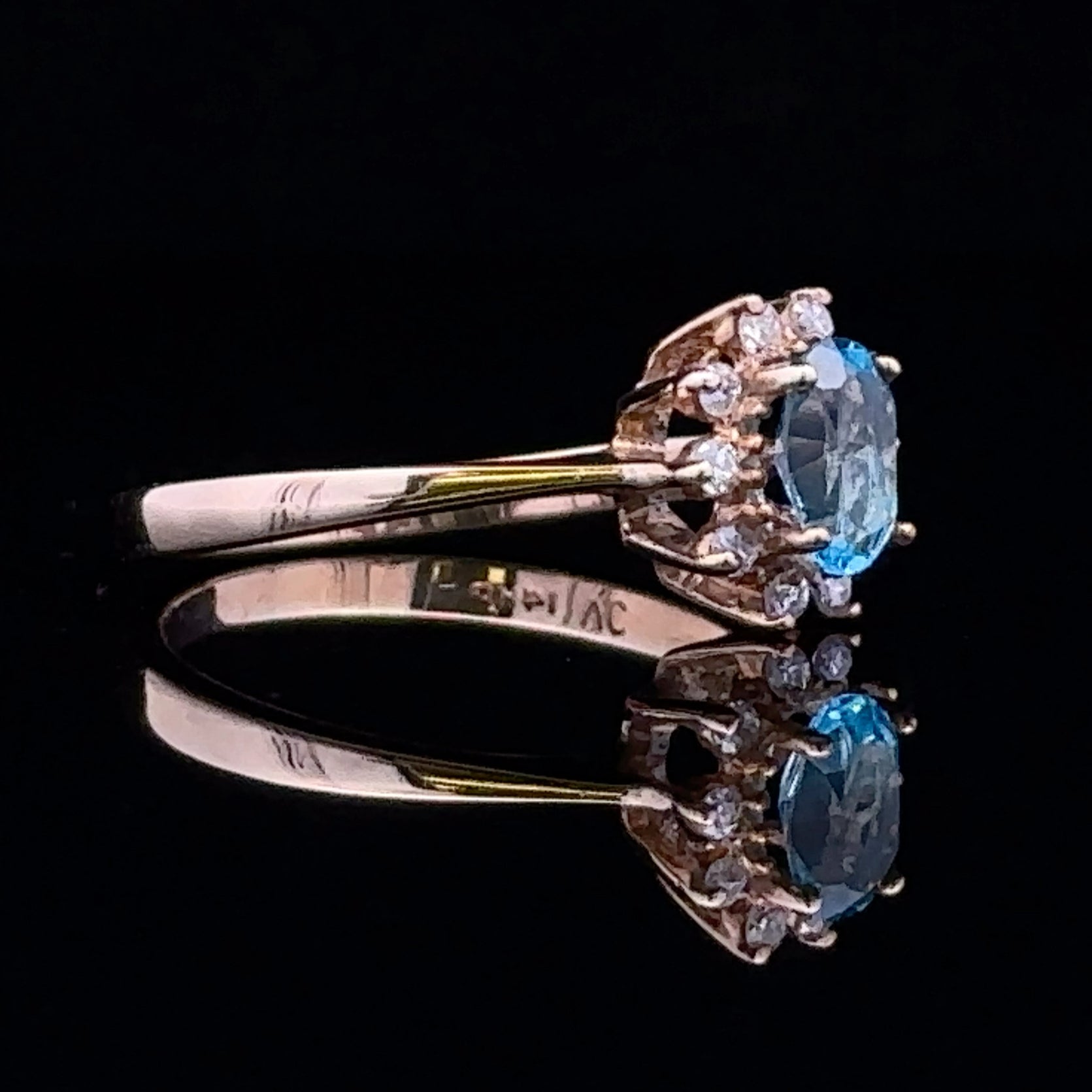 Khaleesi 14K Yellow Gold Blue Topaz and Diamond Fashion Ring - Size 6
