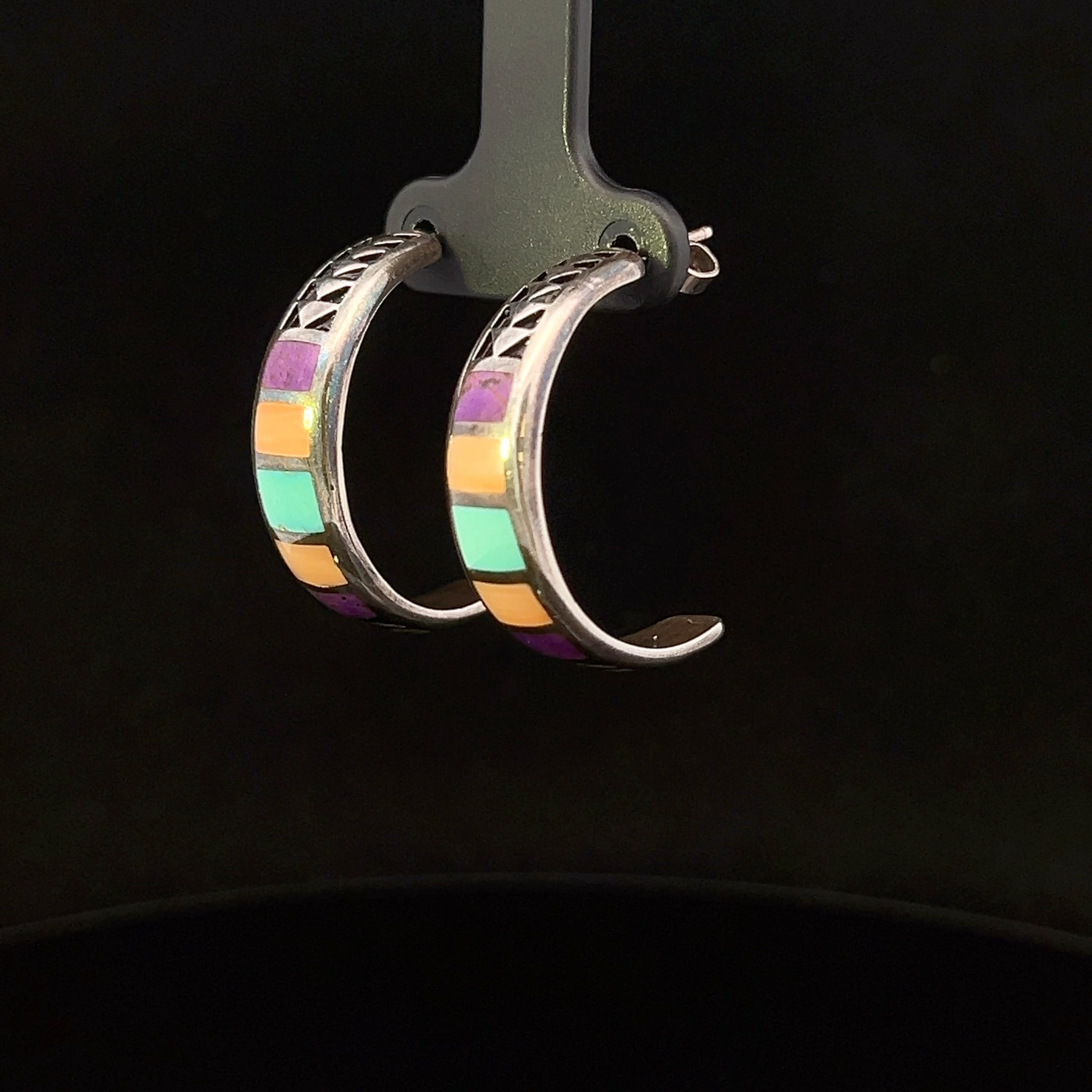 Wanda S/S Multi Stone Inlay Hoops