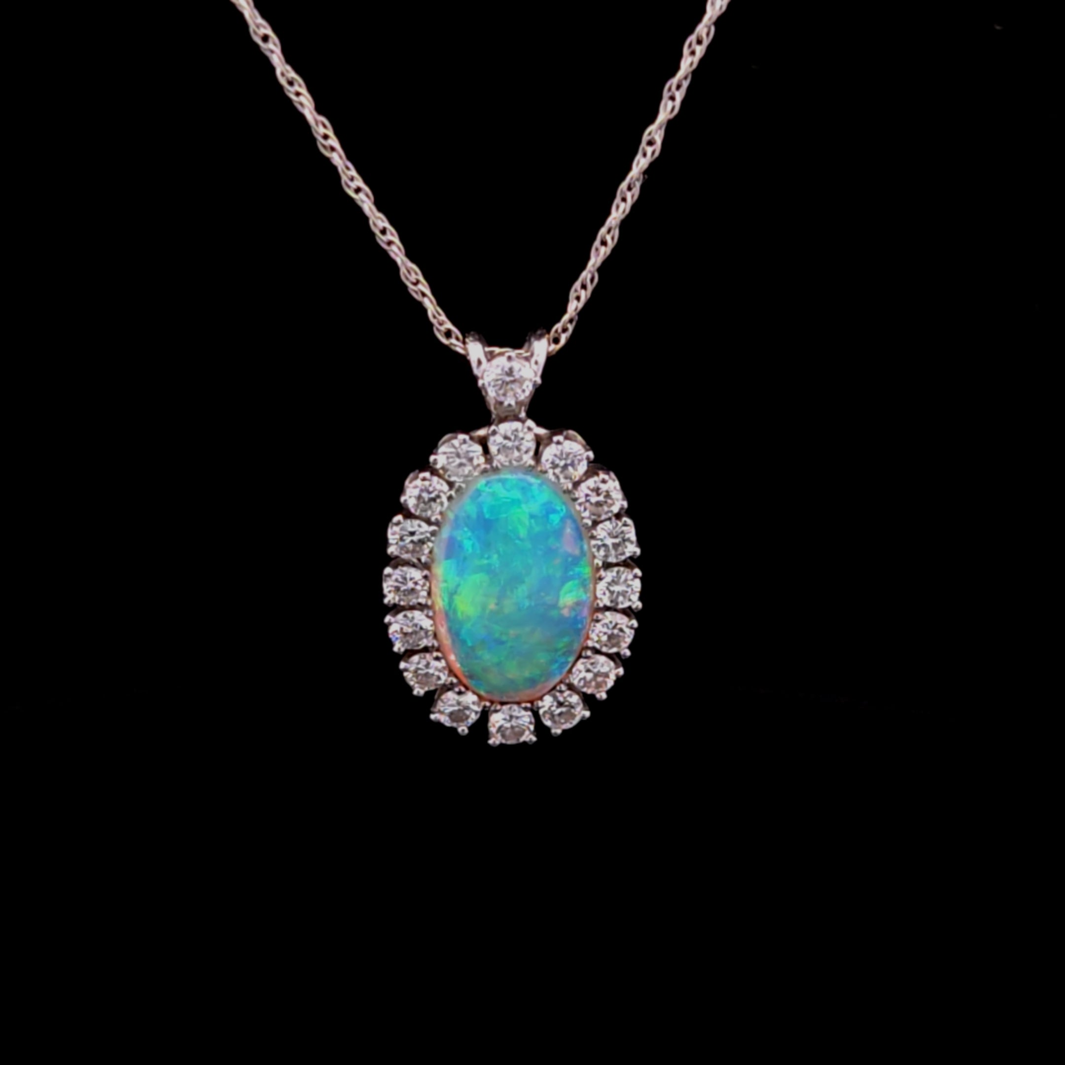 Cordelia 14K White Gold Opal and Diamond Necklace