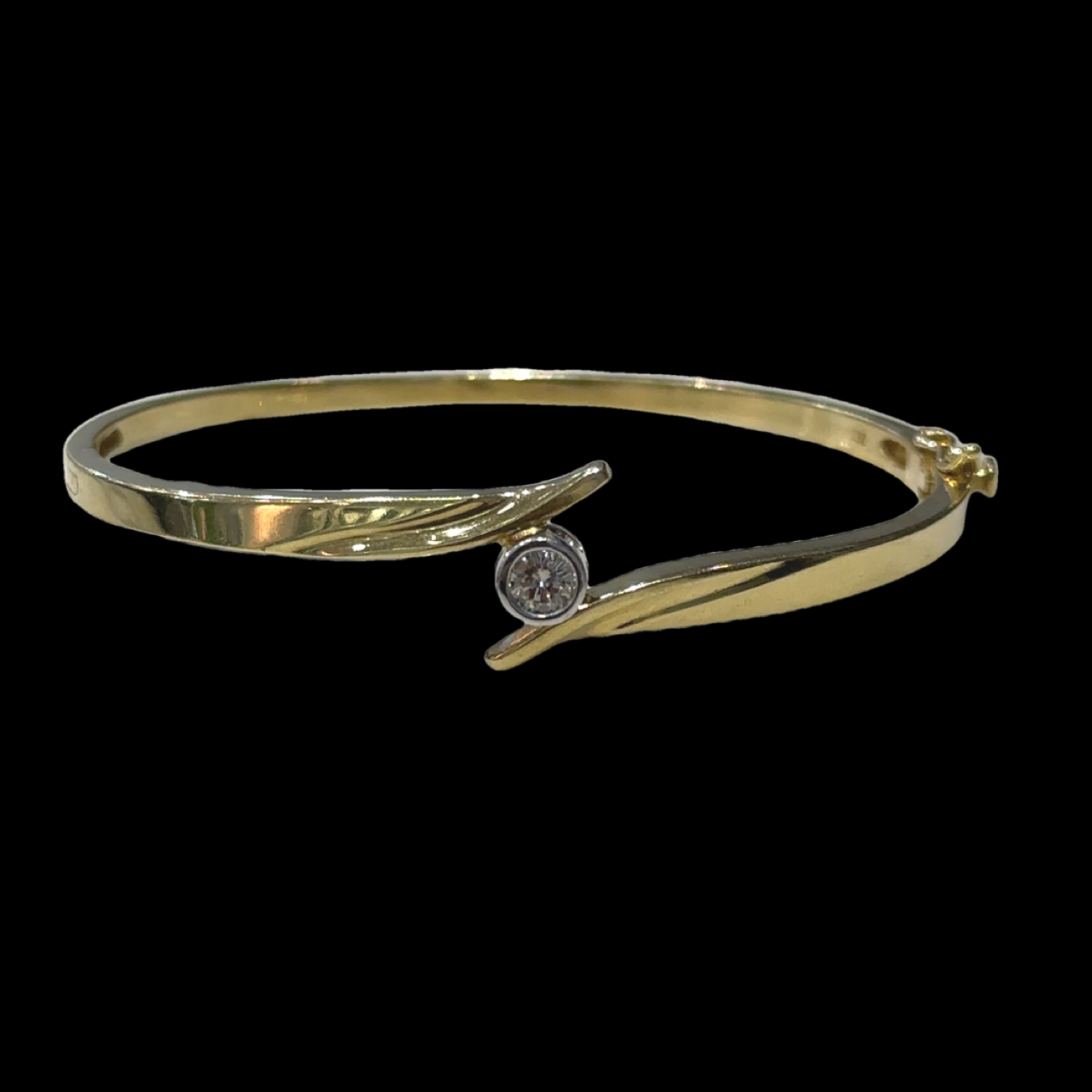 Chris 14K Two-Tone Bezel Set .33 Ct Bypass Bangle