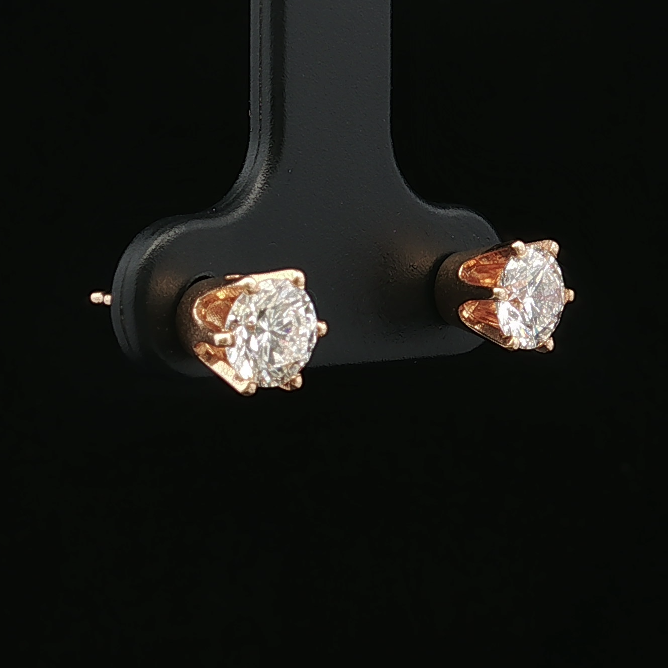 Maudea 14K Yellow Gold Round Diamond Stud Earrings 0.87CTW