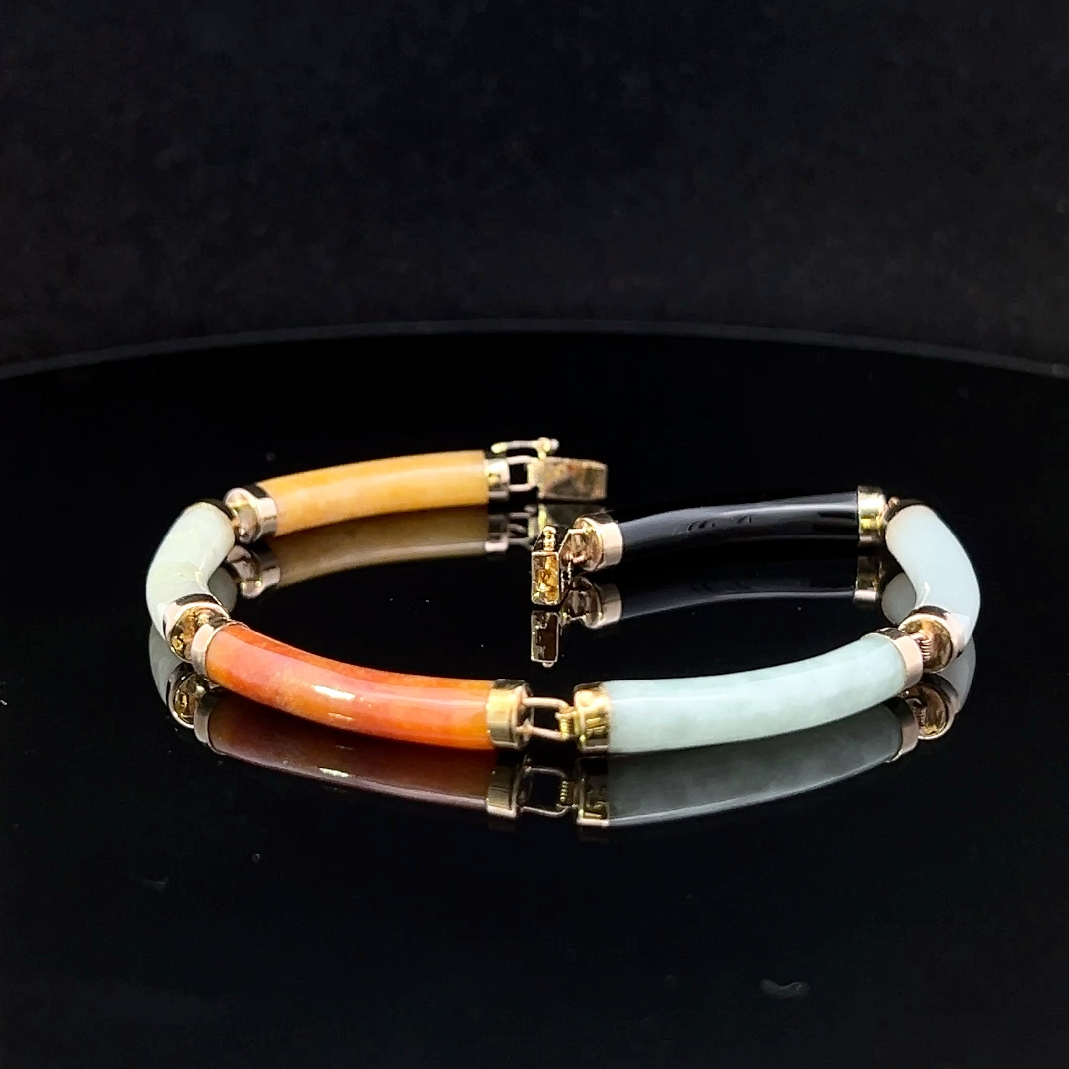 Madelyn 14K Yellow Gold Jade and Onyx Bracelet