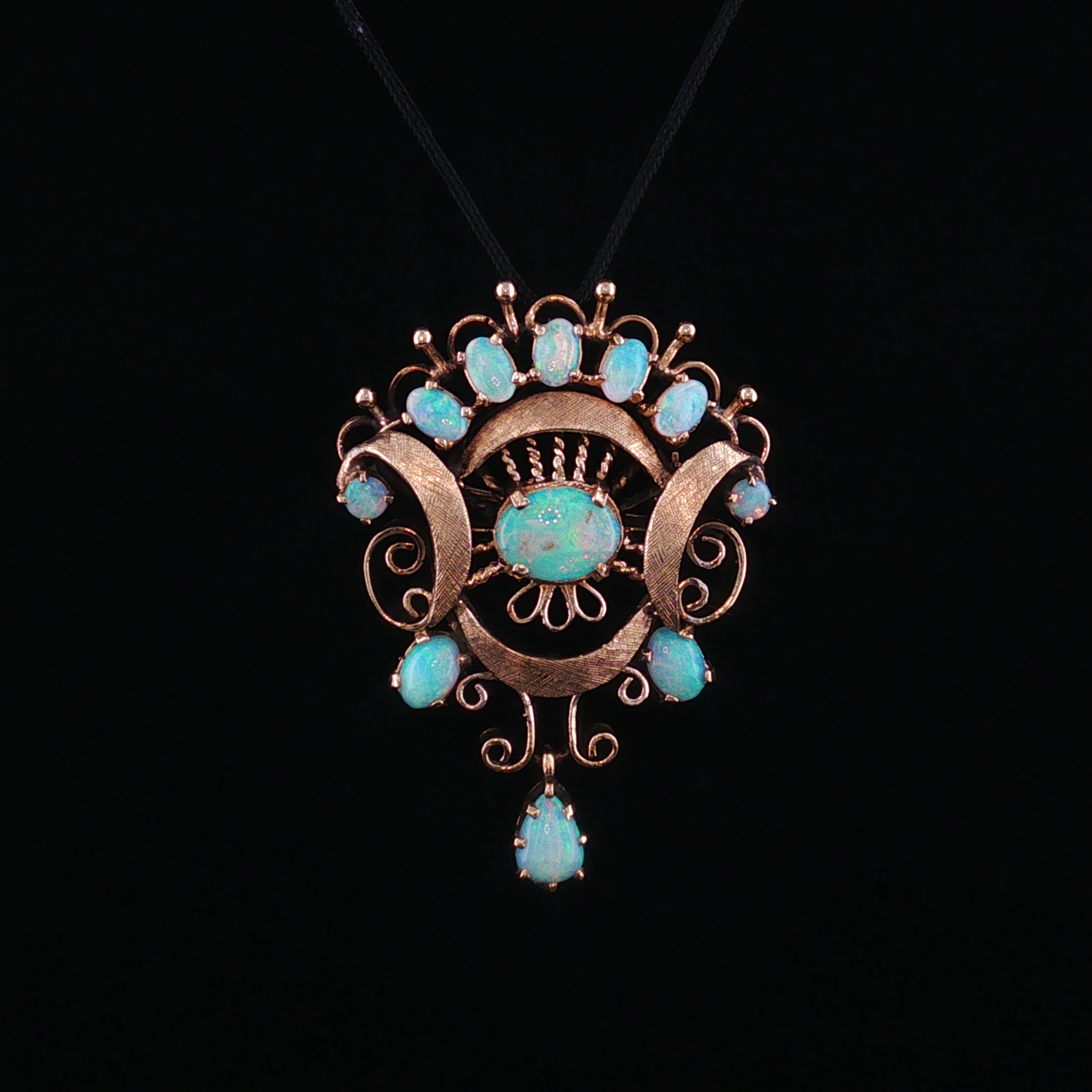 Fern 14K Antique Opal Pin Pendant