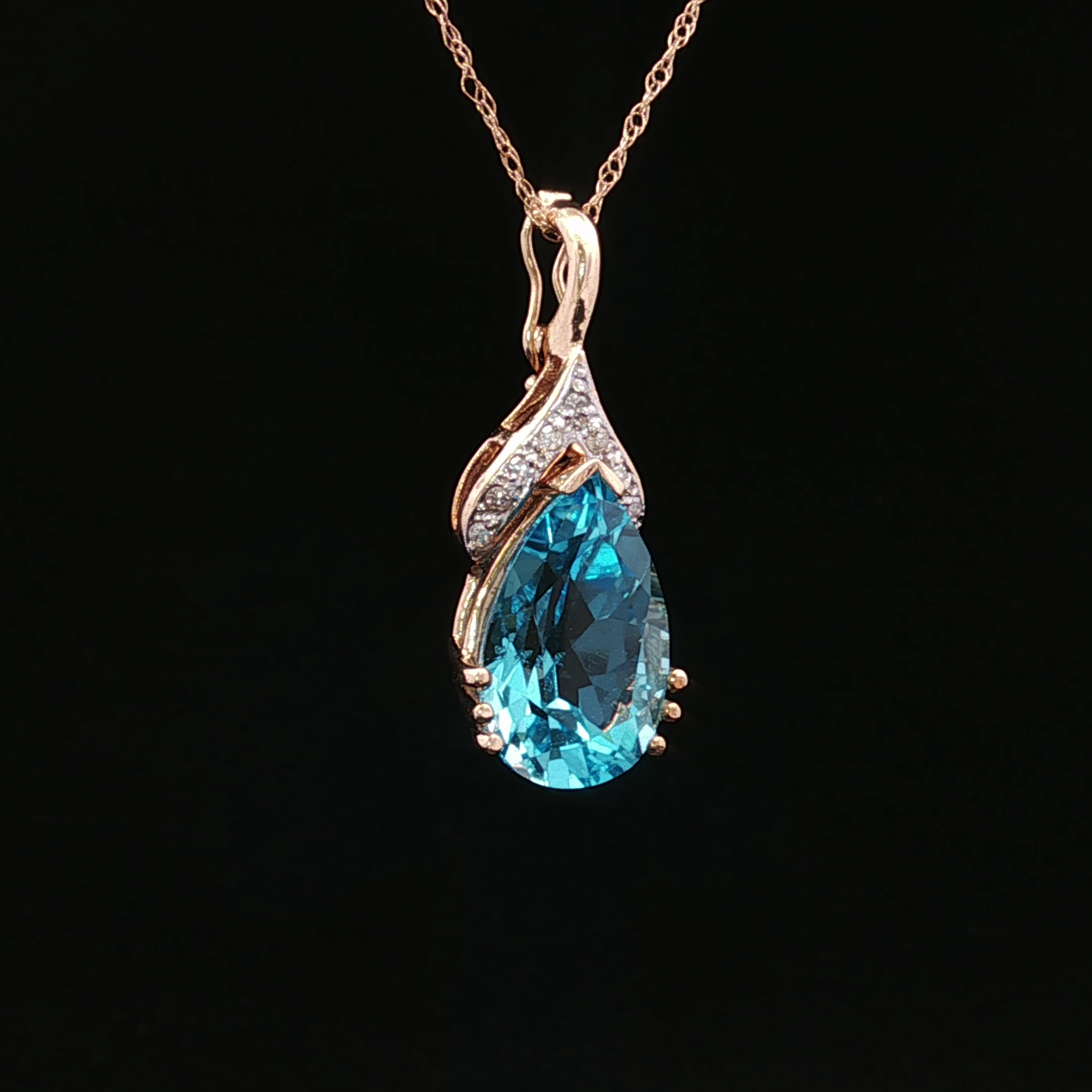 Oakleigh 14K Yellow Gold Drop Necklace with Pear Blue Topaz