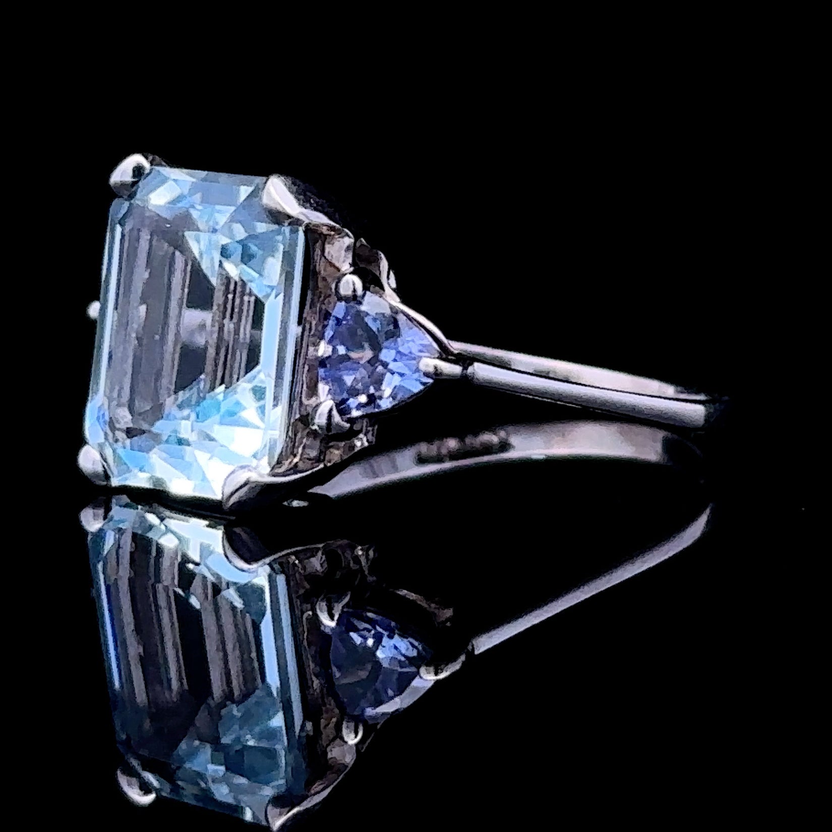 Rita 10K White Gold Contemporary Ring with Blue Topaz and Tanzanite