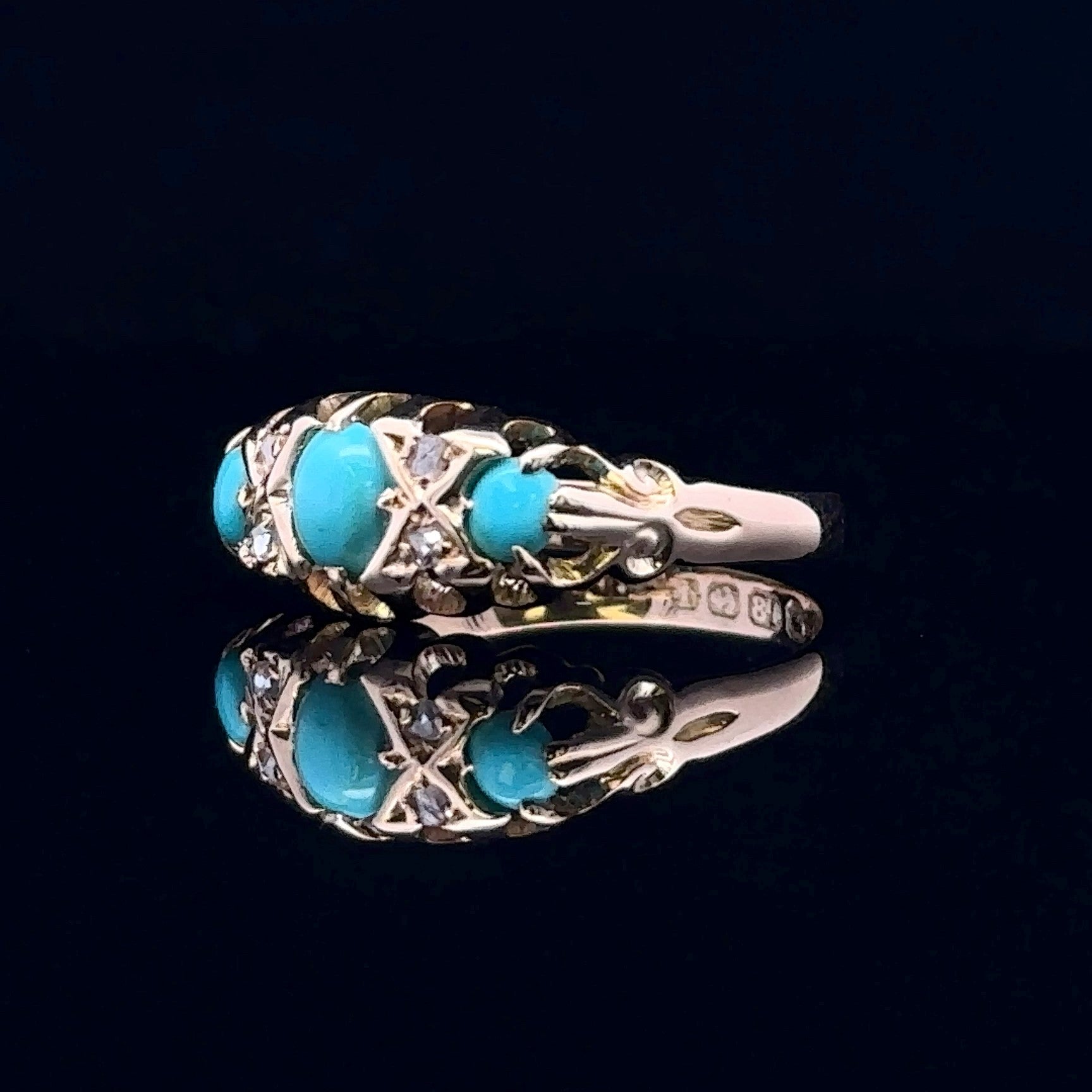 Miranda 18K Yellow Gold Turquoise and Diamond Ring