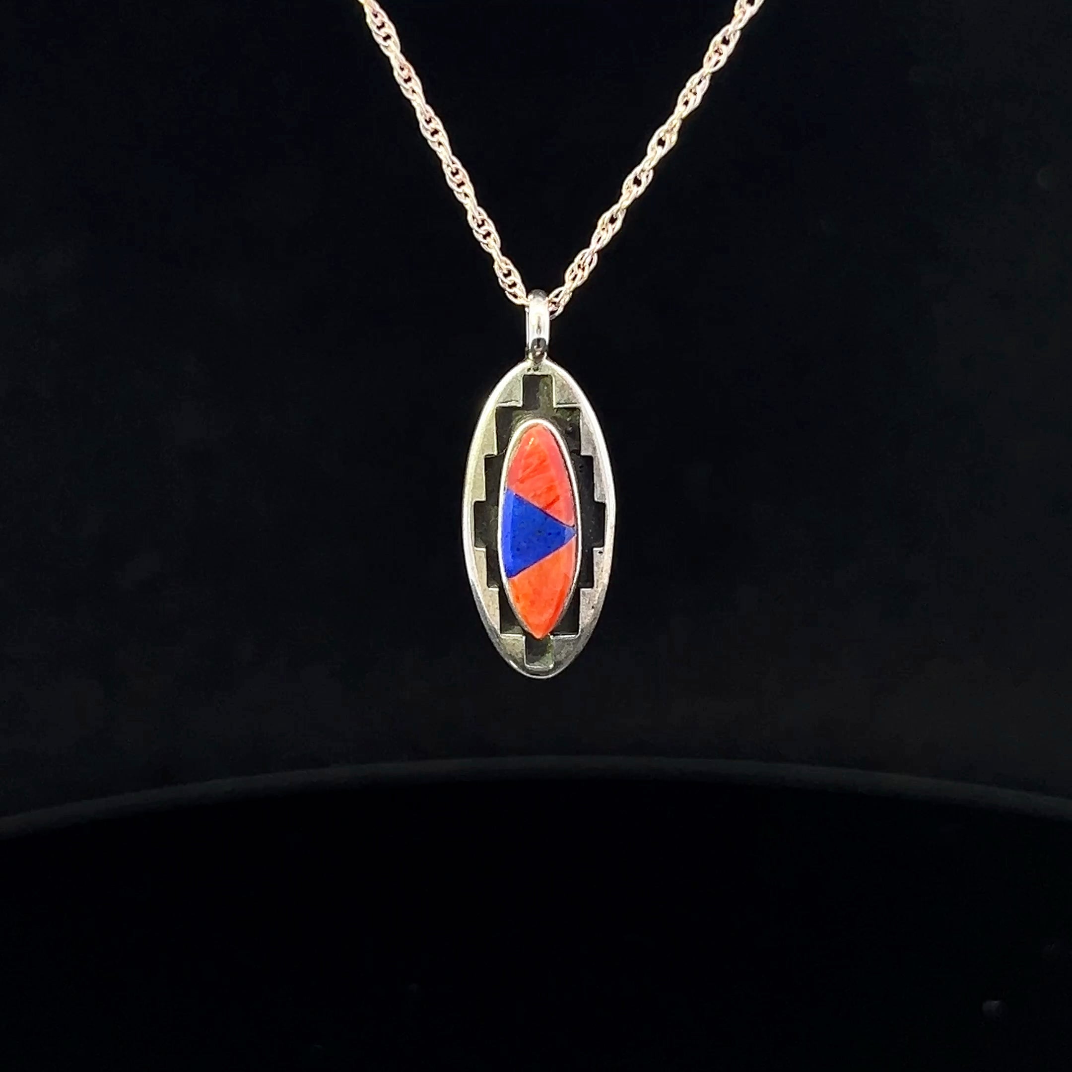 Nelly S/S Inlay Lapis & Coral Necklace