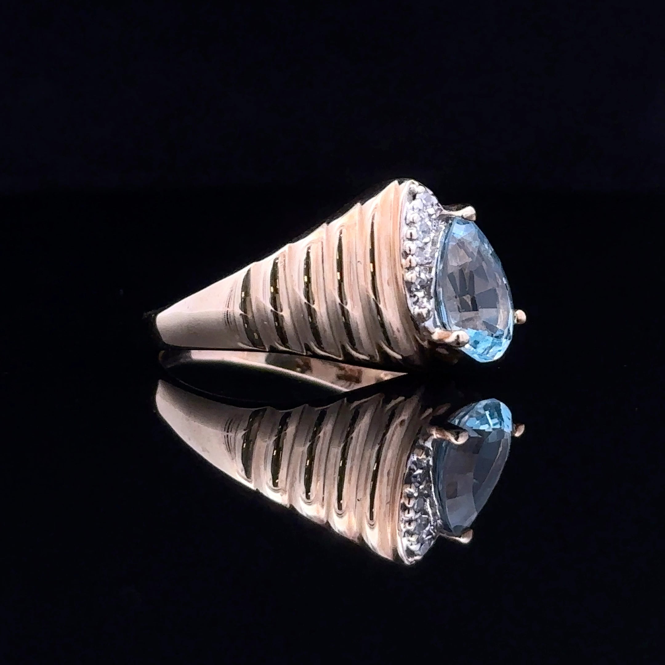 Sloane 14K Yellow Gold Fashion Ring with Pear Sky Blue Topaz & Diamond Accent