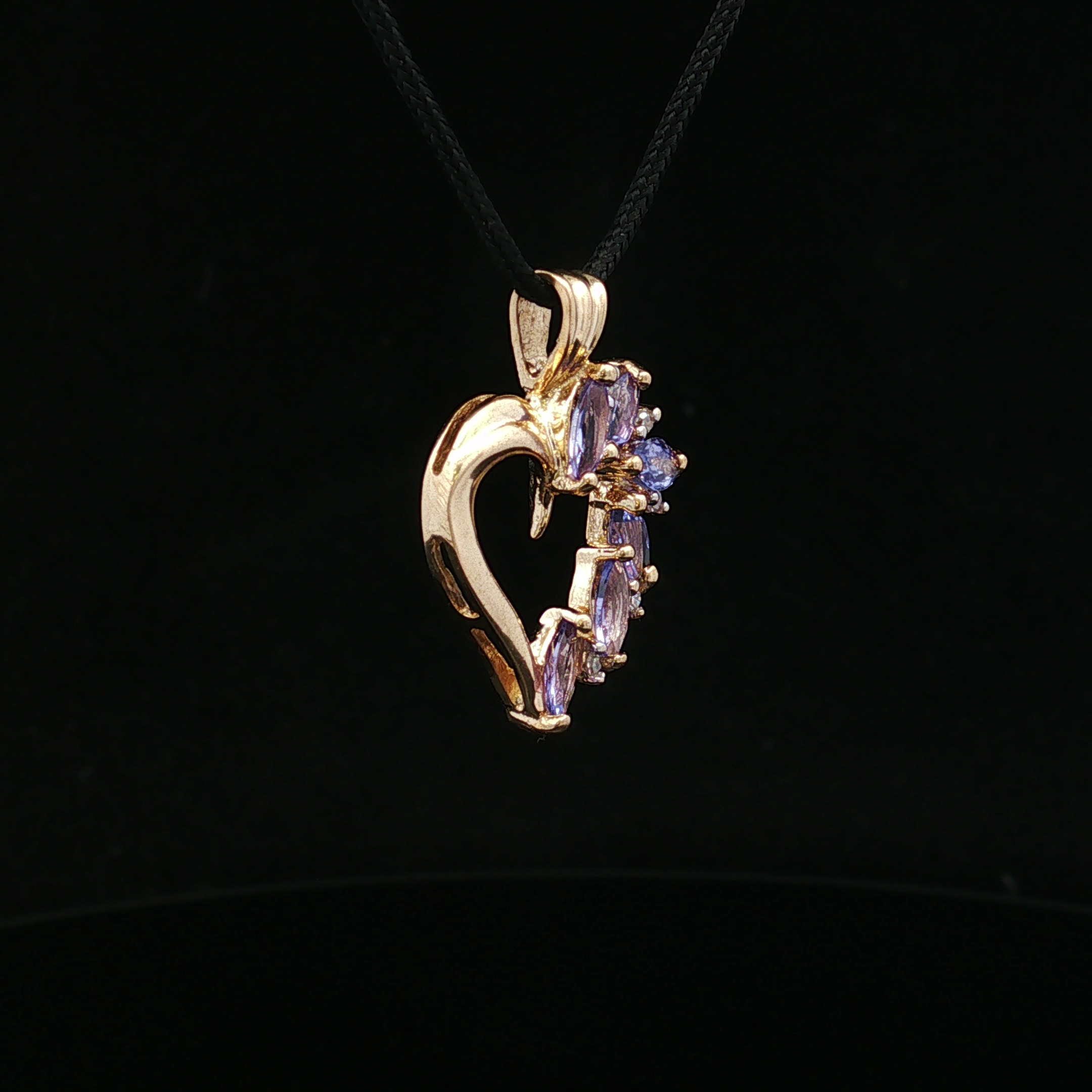 Alinarose 14KY .90 CTW Marquise Tanzanite & Diamond Heart Pendant