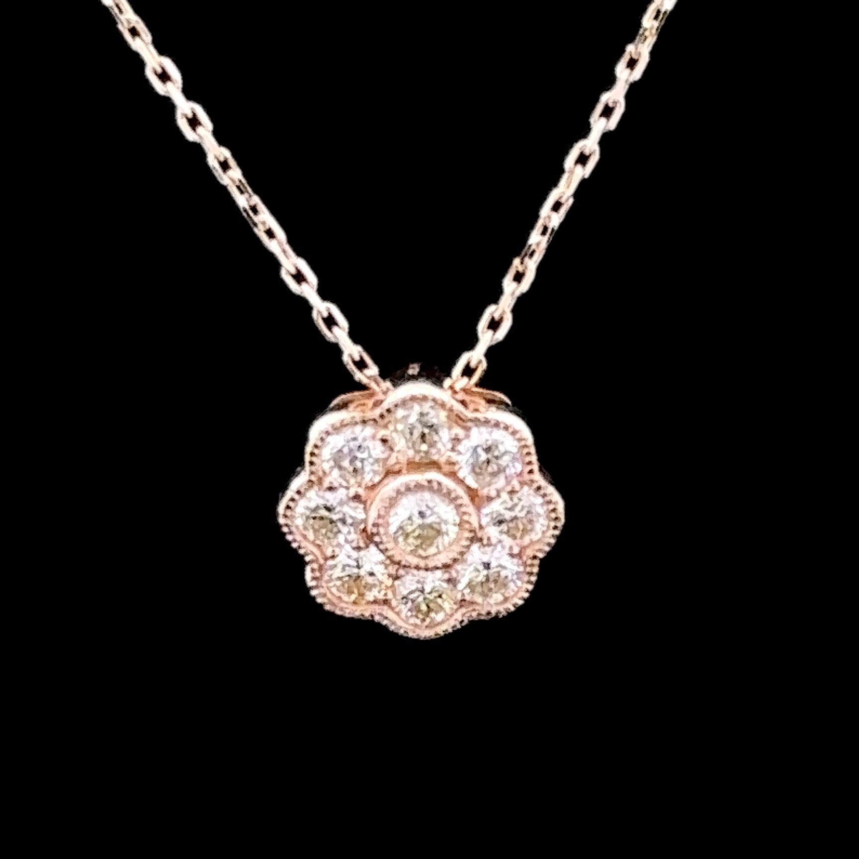 Edaline 14K Yellow Gold 0.55 CTW Flower Diamond Necklace