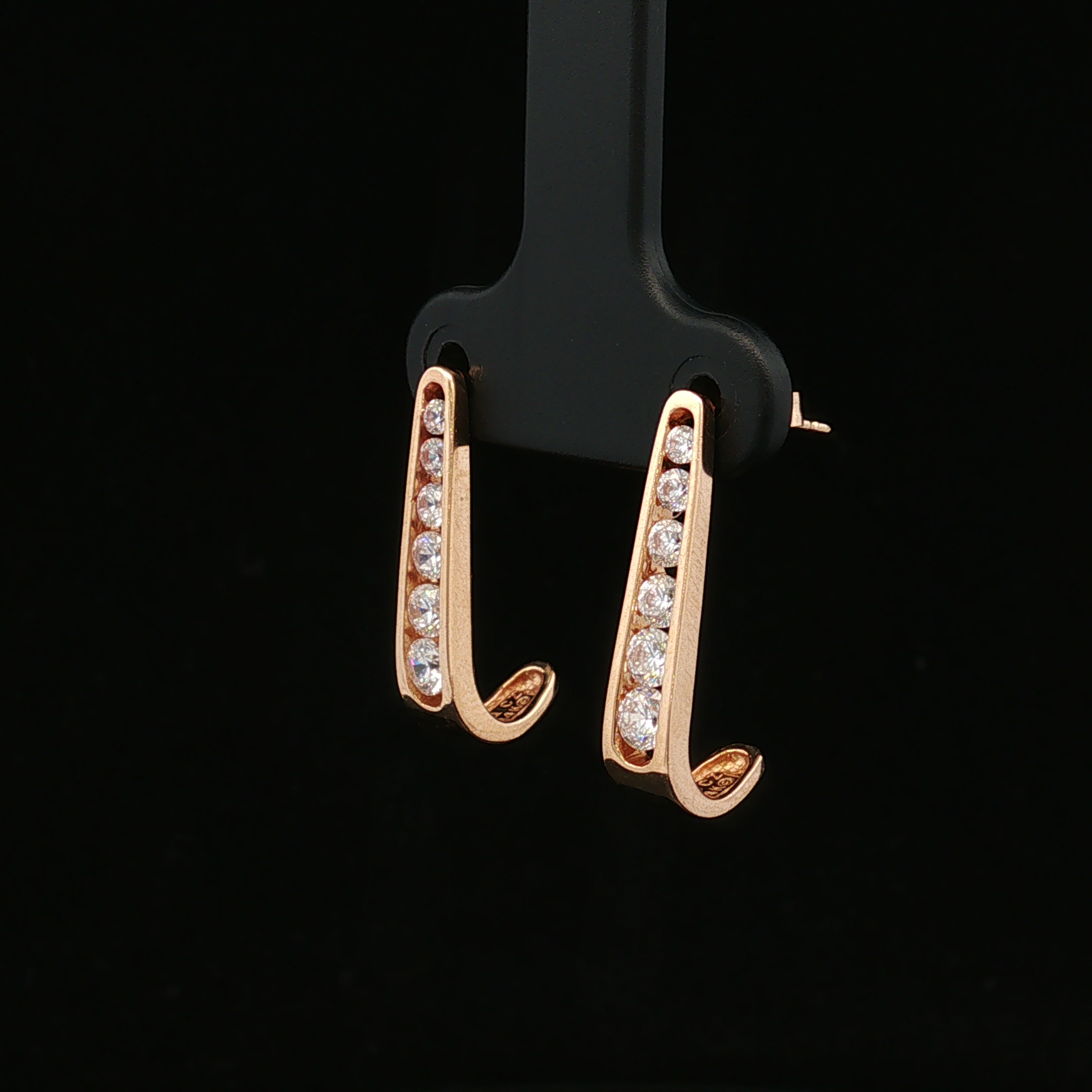 Anikarose 14K Yellow Gold Channel Set CZ Earrings