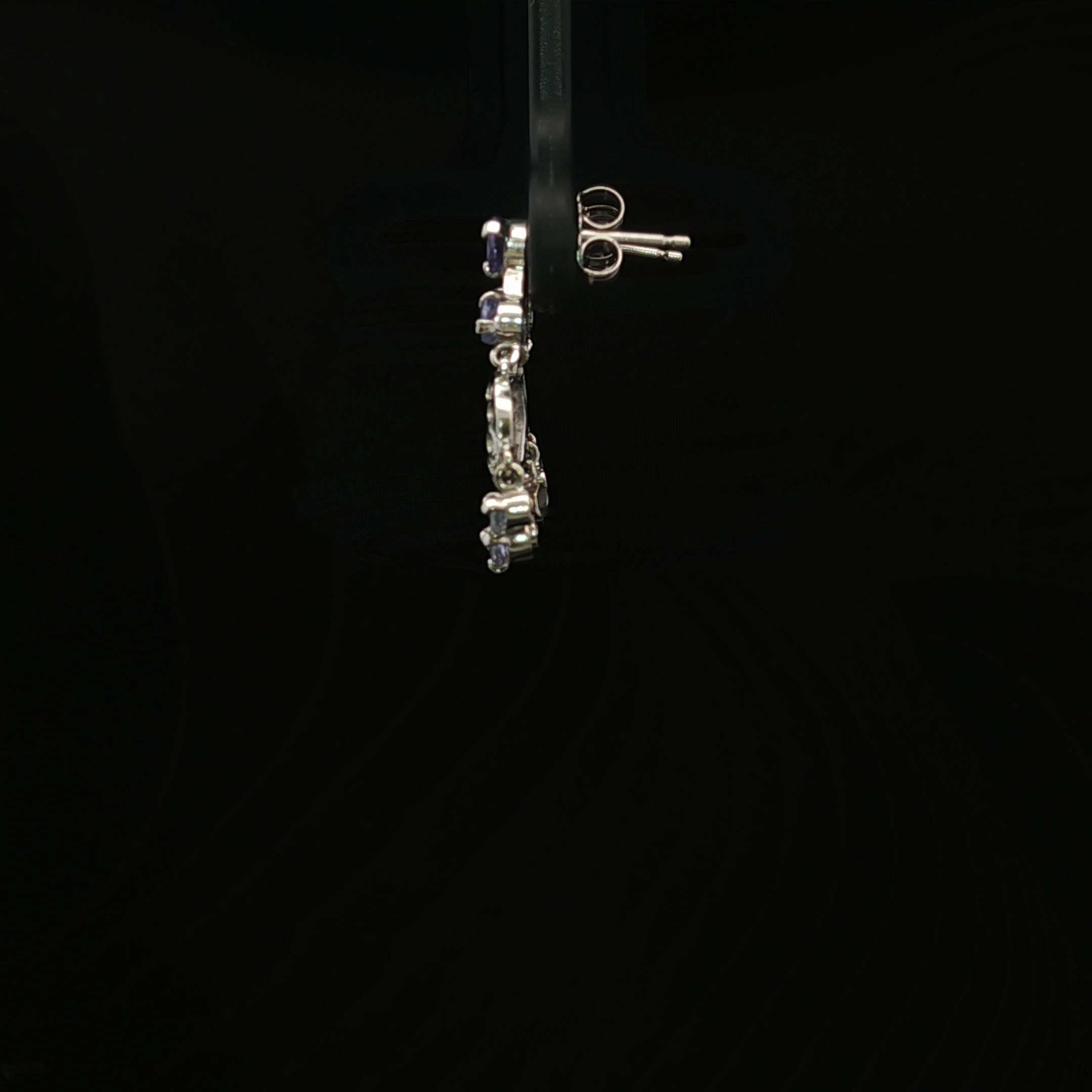 14K White Gold Textured Tanzanite Dangle Earrings