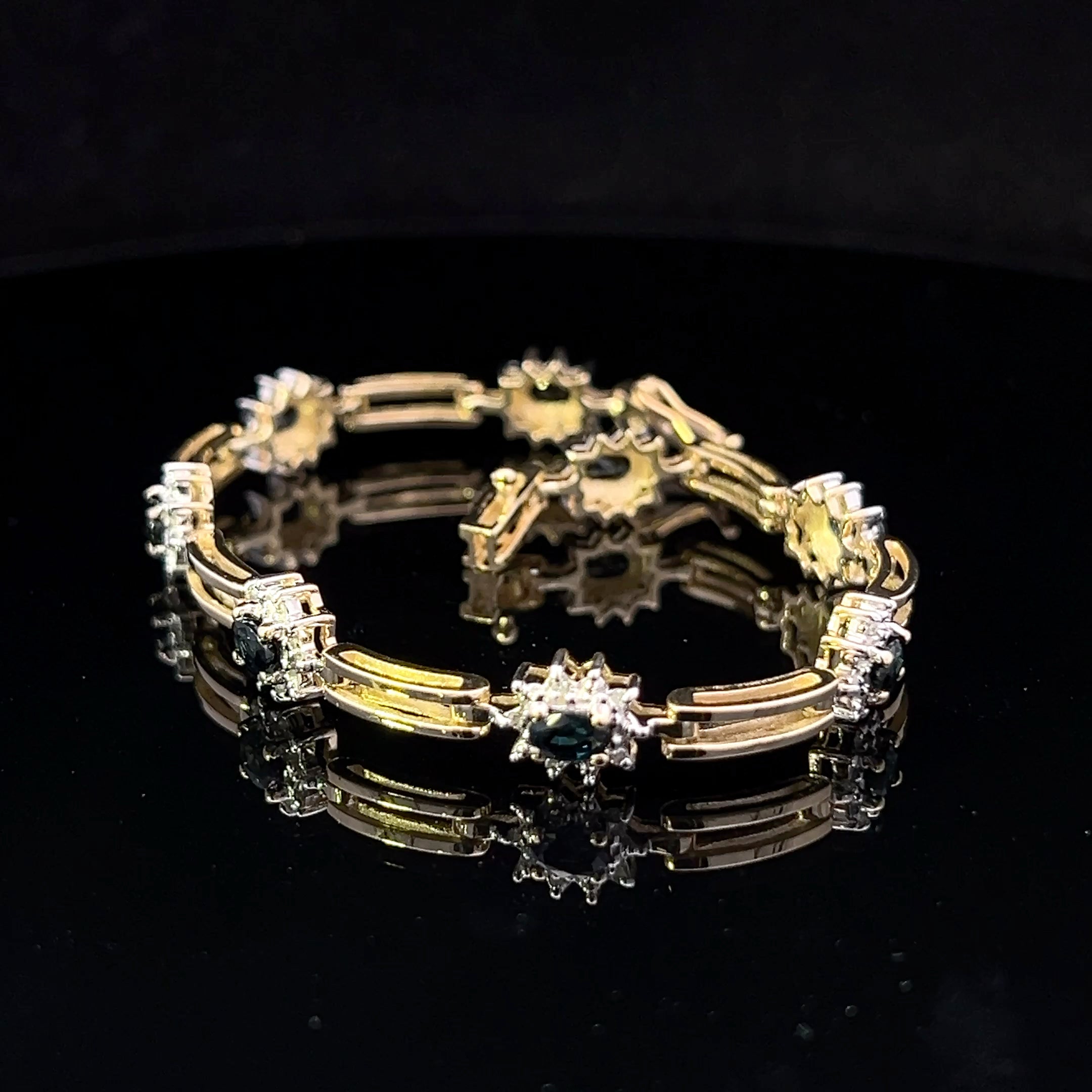 Carolina 14K Two-Tone Oval Sapphire & Diamond Bracelet