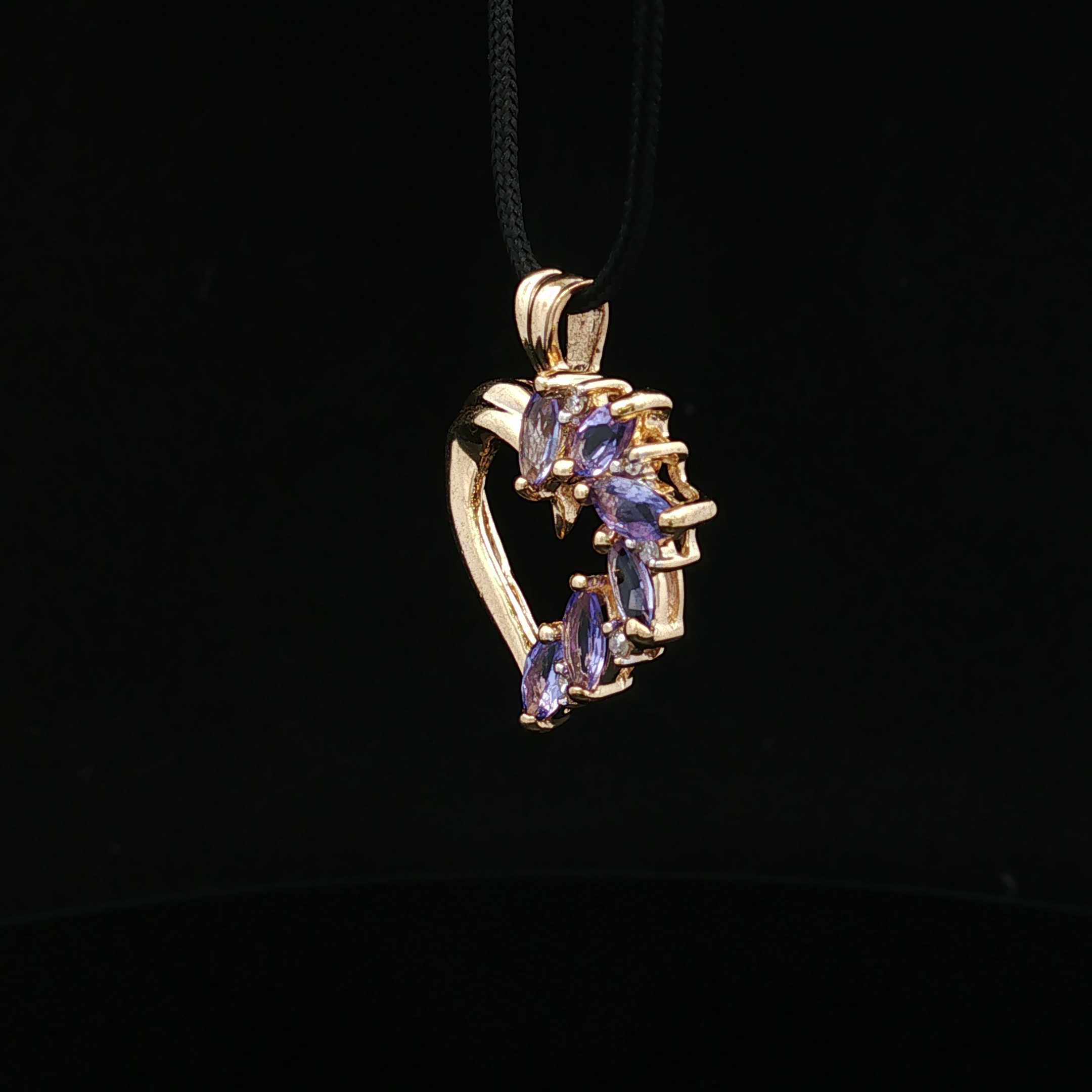 Alinarose 14KY .90 CTW Marquise Tanzanite & Diamond Heart Pendant
